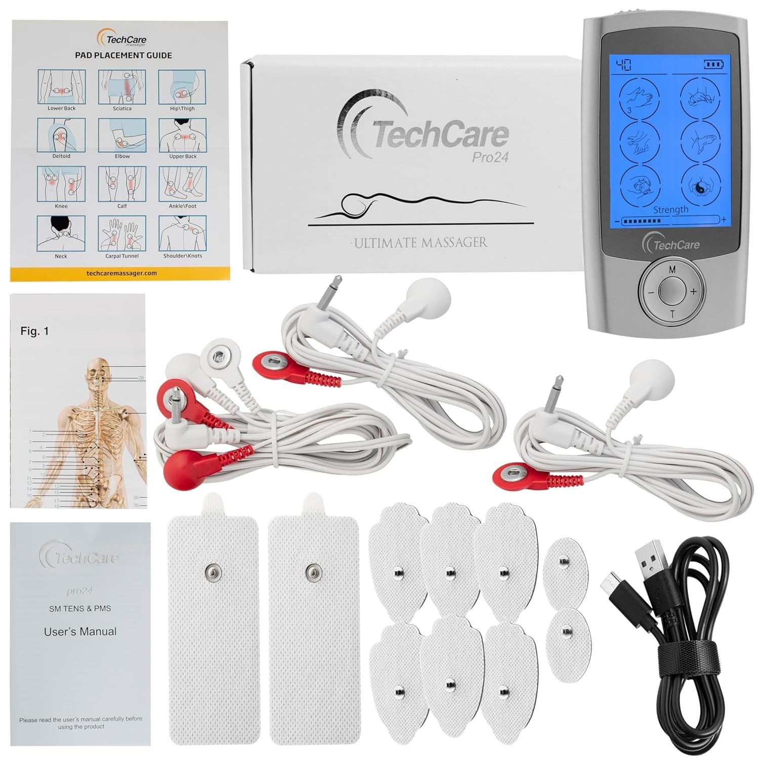Tens Unit Muscle Stimulator 24 Modes EMS Pulse Massager Machine Device