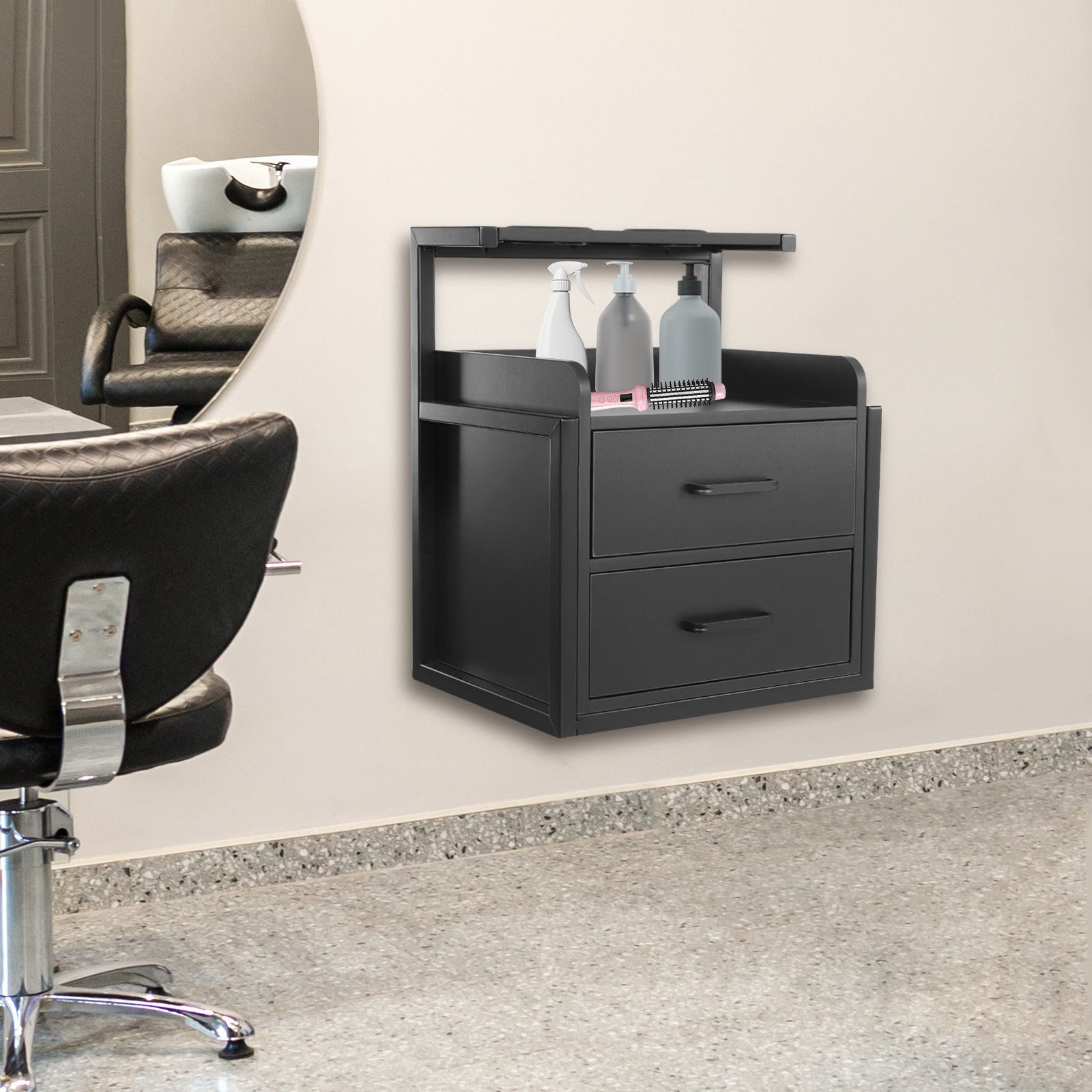 40*30*48cm Storage Cabinet for Hair Salon Wall Cabinet w/ Drawers