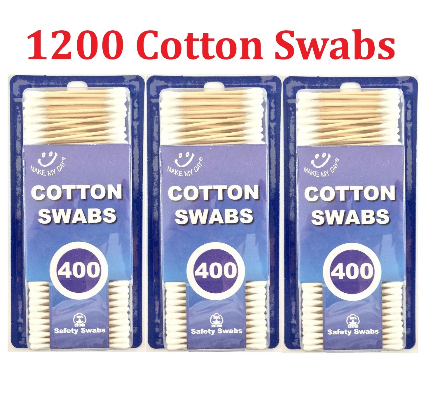1200 Pcs Wood Sticks Cotton Swabs 100% Cotton Tip Wooden Applicator Double Q Tip