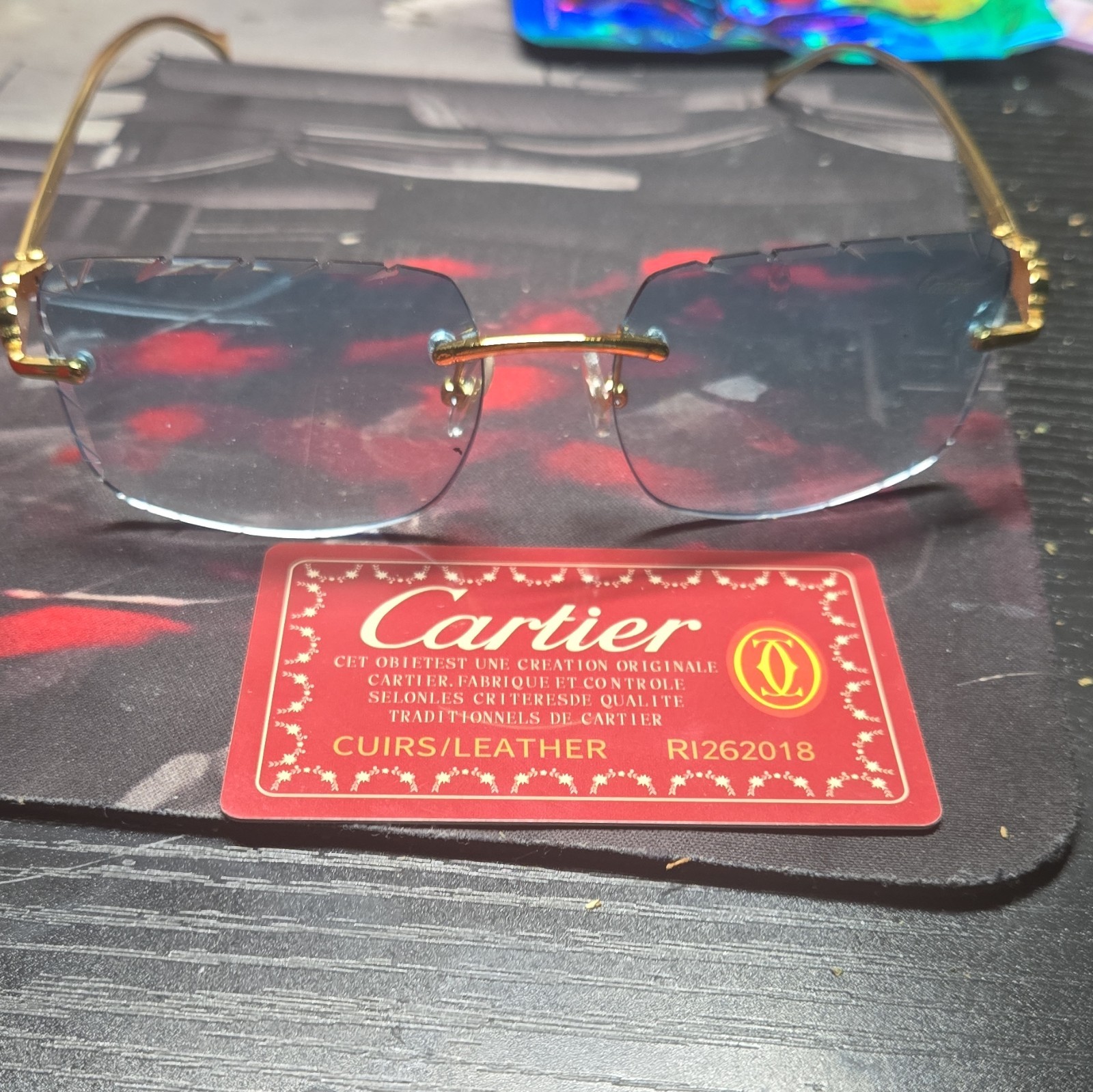 Cartier Rimless Gold Metal Eyeglass Frames, Unisex Adults, RI262018