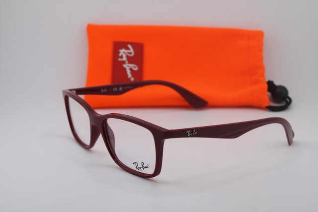 NEW RAY-BAN RB 7047 8099 BURGUNDY RECTANGLE AUTHENTIC EYEGLASSES 54-17