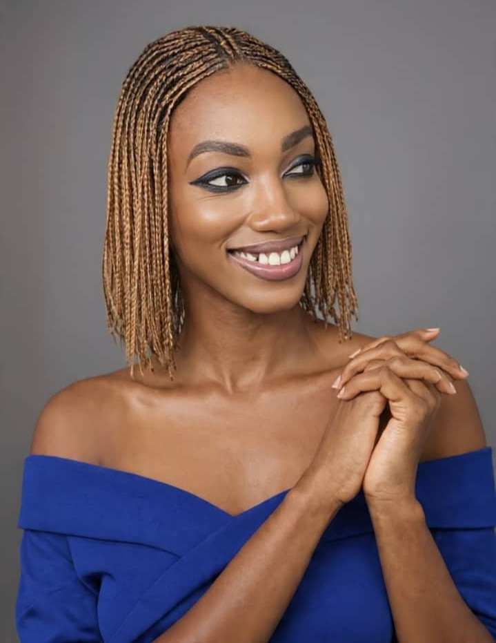 C-part braid with two middle braids – 100% bone straight human hair, Curry color