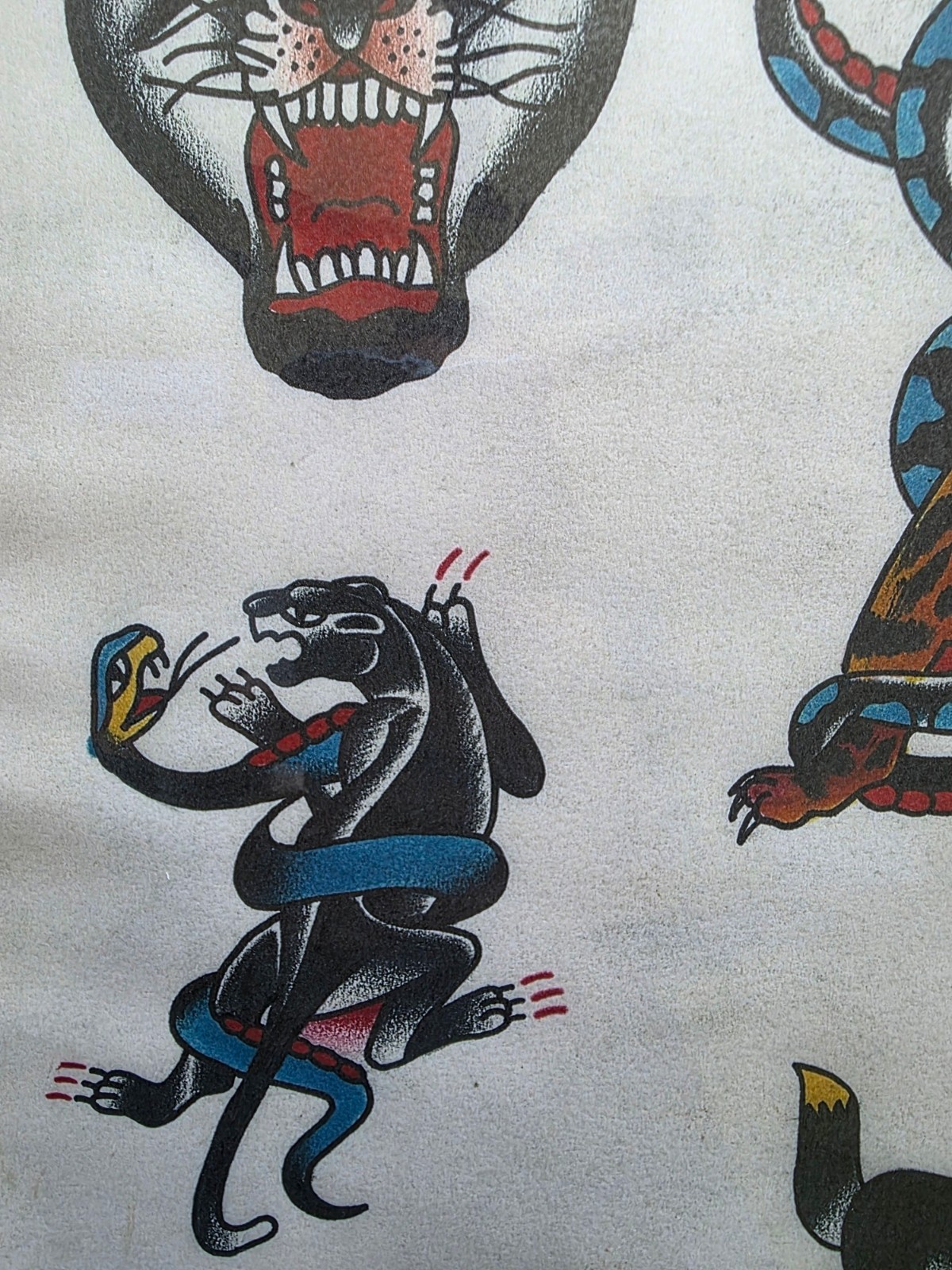 Huck Spaulding & Rogers Traditional Vintage Style Tattoo Flash Sheet, Panthers