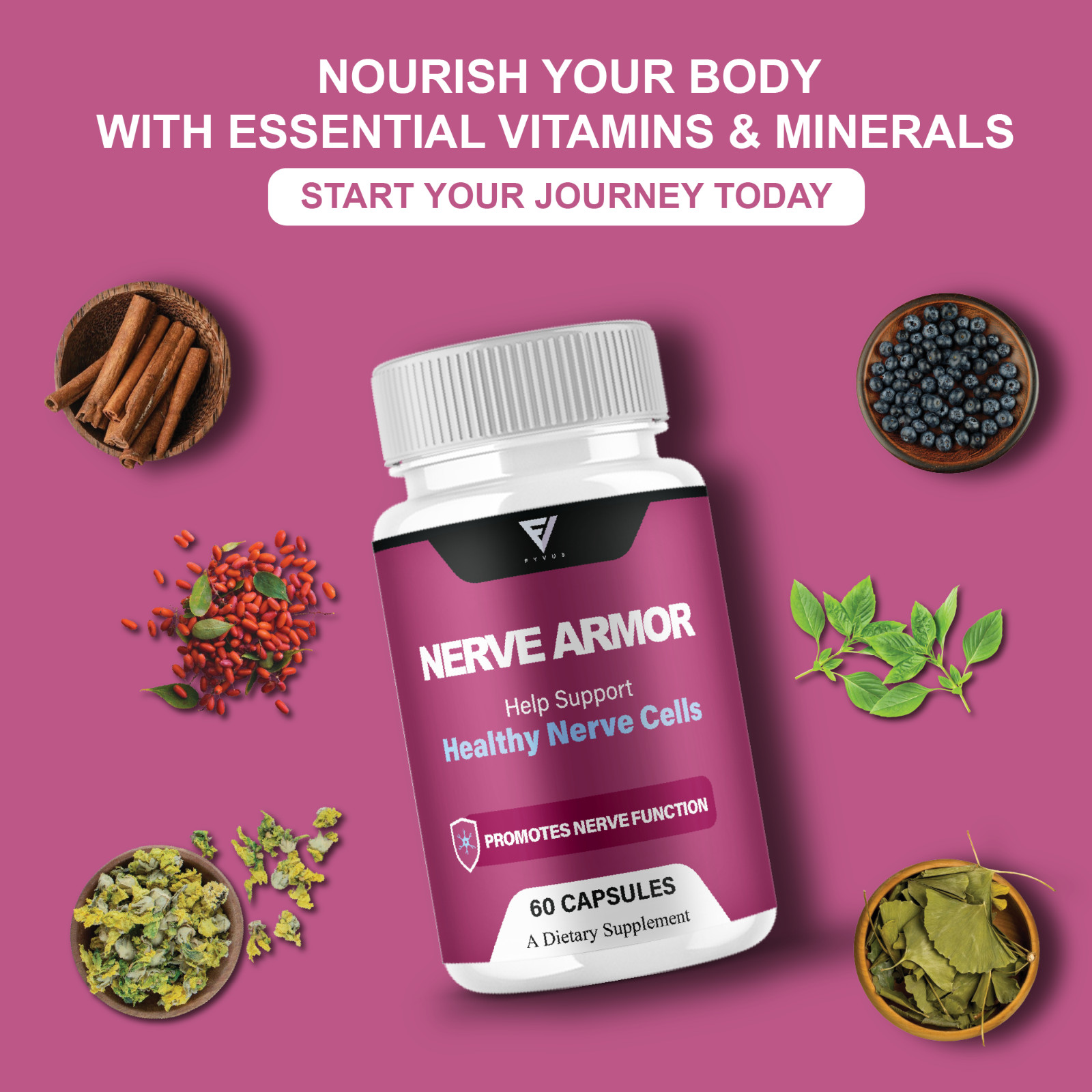 (2 Pack) Nerve Armor Brain Pills, NerveArmor Support Supplement (120 Capsules)