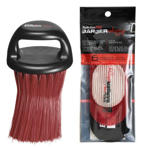 BaBylissPRO Barberology Red Neck Duster Knuckle Brush + Hair Grippers