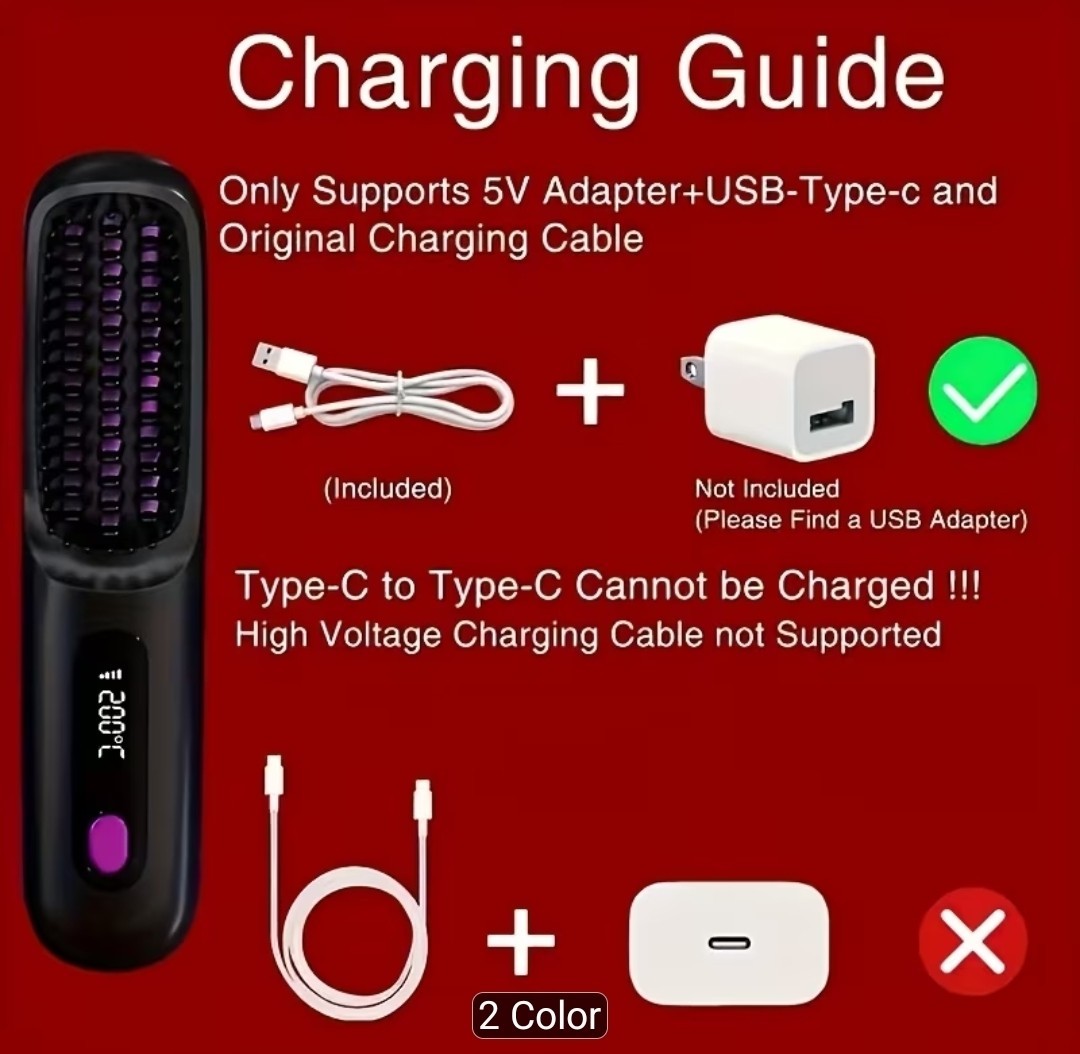 Portable Wireless Hair Straightener Comb | USB Charging, 3-speed Temperature…