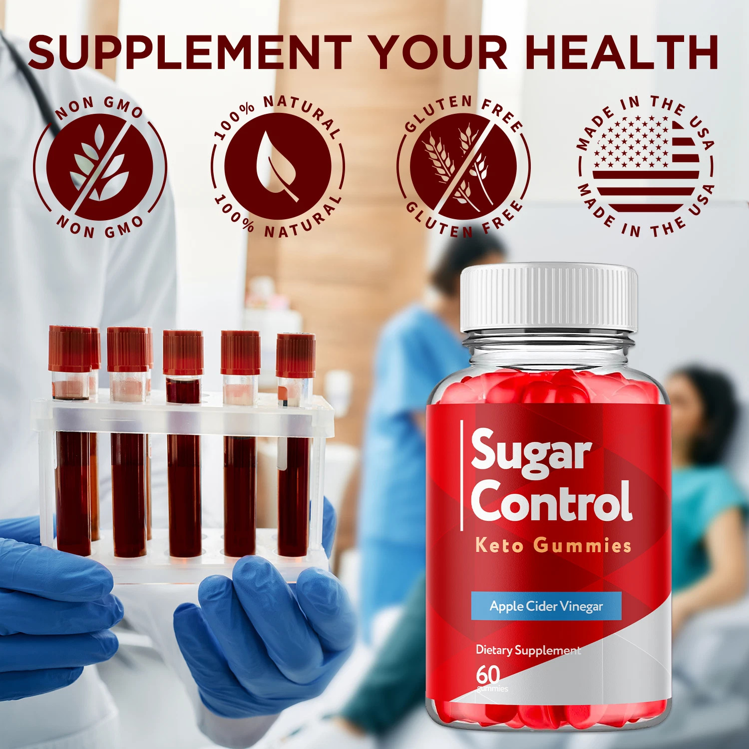 (3 Pack) Sugar Control Keto ACV Gummies 1000MG SugarControl Vitamin 180 Gummies