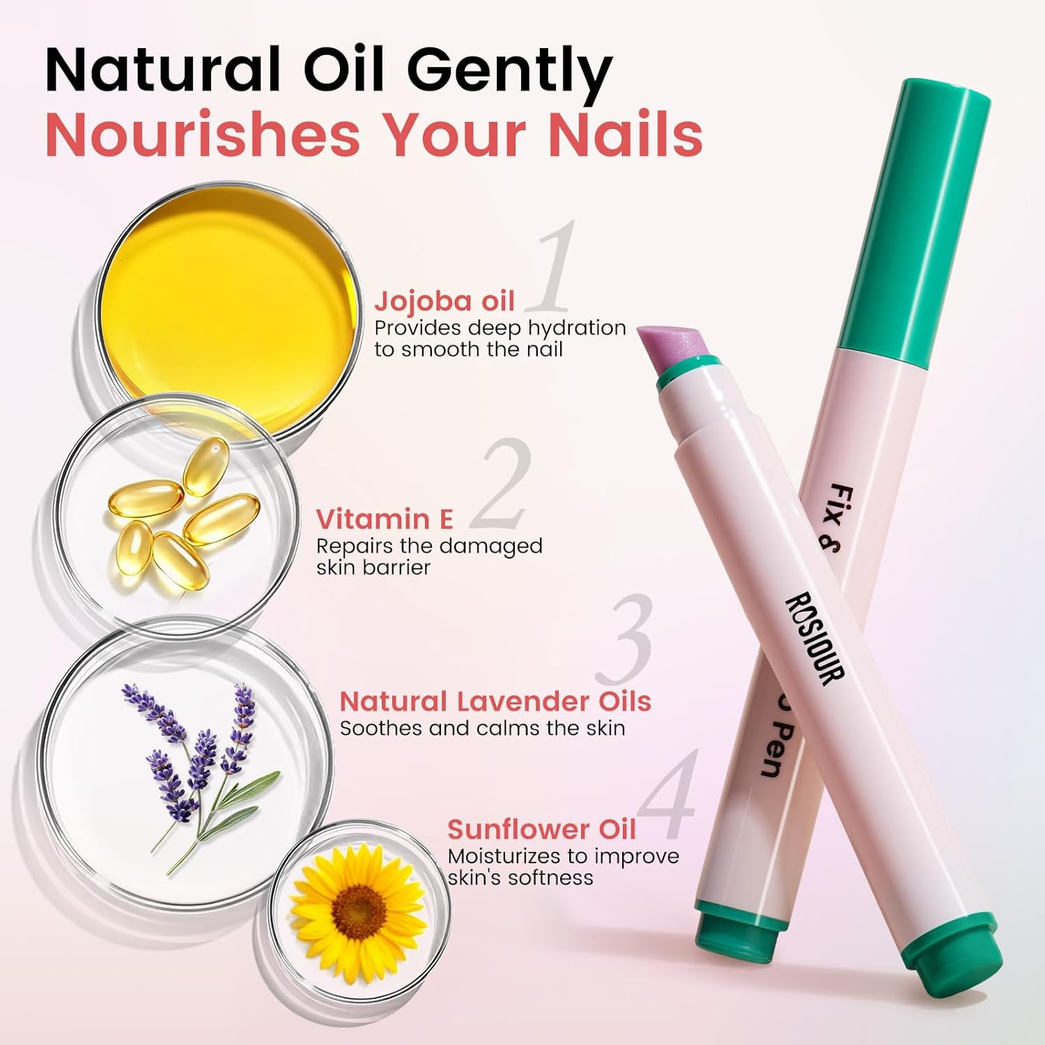Ceramic Cuticle Oil Pusher Pen -3 in 1 Cuticle Remover Pen for Nails, Nail Care