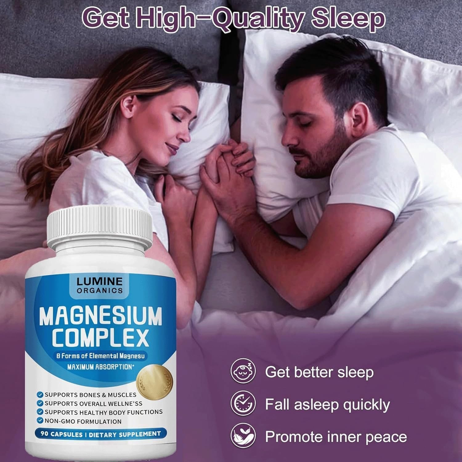 Lumine Organics Magnesium Complex Supplement 1000mg- Advanced 8-in-1 Magnesium B