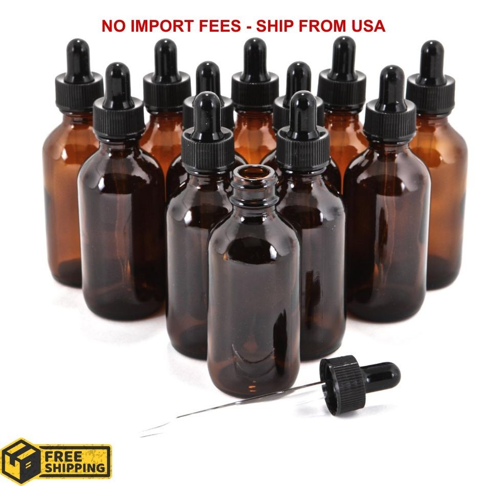 Tincture Bottles with Dropper 12 Pack 2 Oz Amber Glass Dropper Bottle