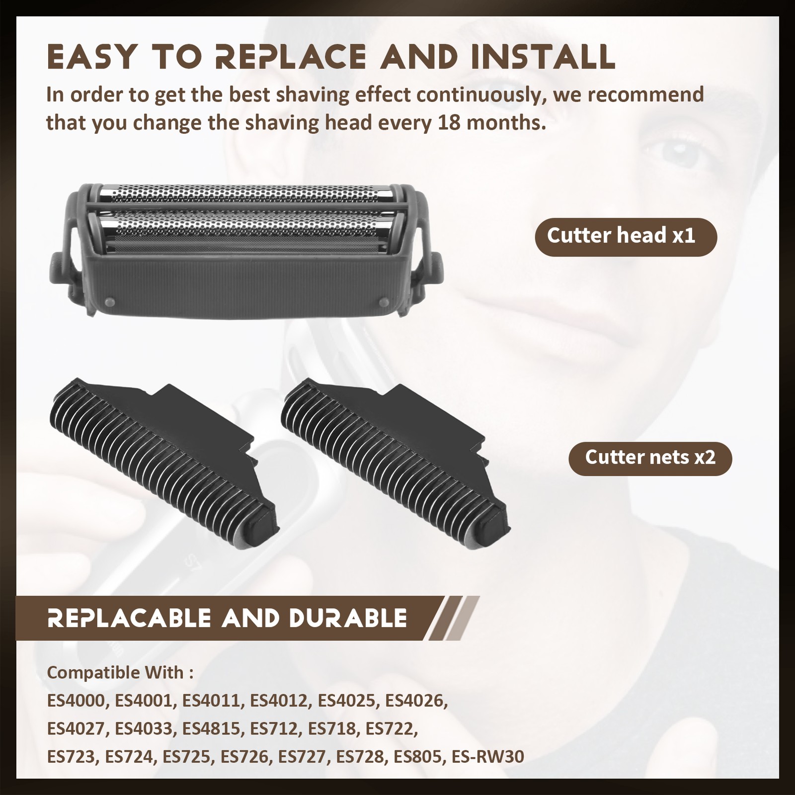 Shaver Replacement Foil Screen + Head for ES4820 ES4823 ES4826 ES48535794