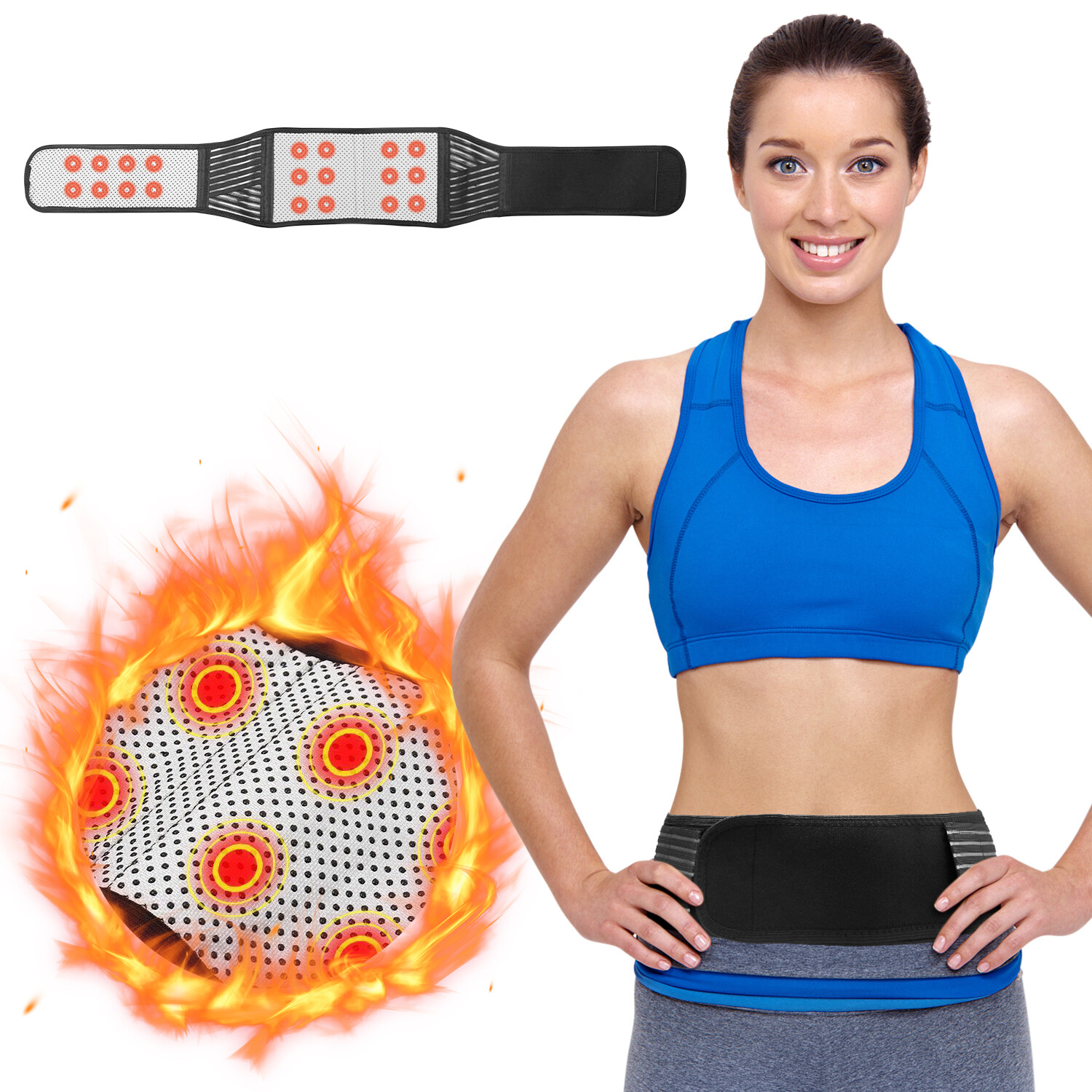 Magnetic Self Heating Back Support Brace Lumbar Orthotics Waist Belt Pain Relief