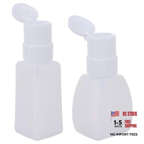 2-Pack Nail Polish Remover Pump Bottles 6.29In Portable Push Down Dispensers
