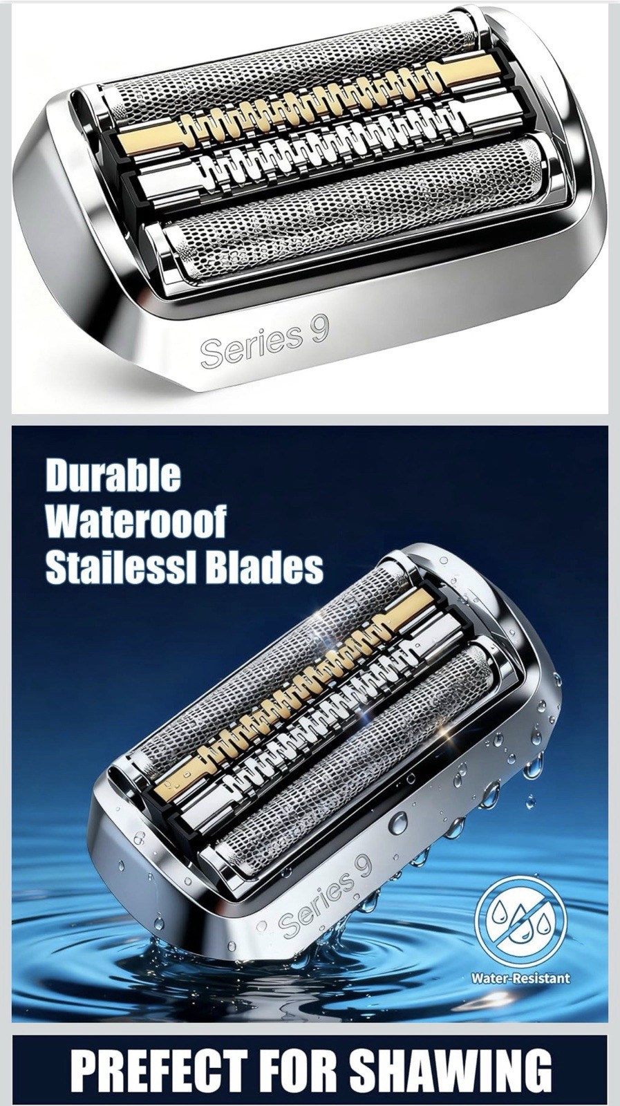 92S Replacement Shaver Head Compatible with Braun 9 Series Foil Shaver