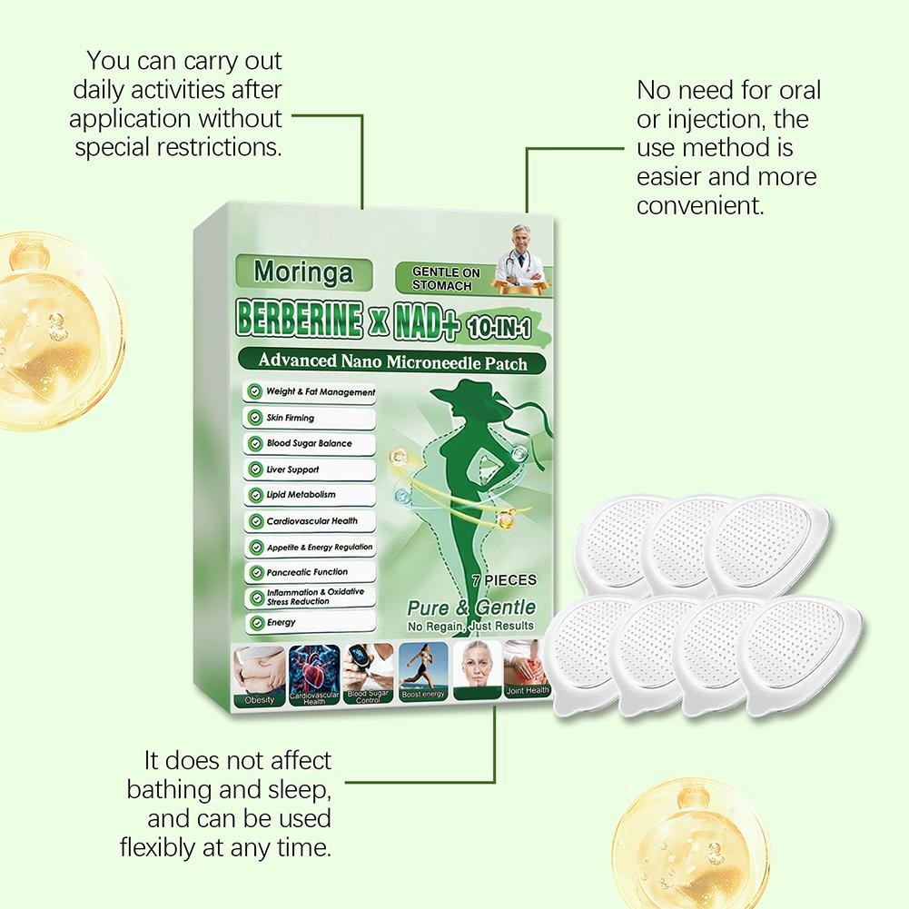 3PACK Moringa Berberine 10-in-1 Premium Nano Microneedle Patches 7Pcs/Box Lates