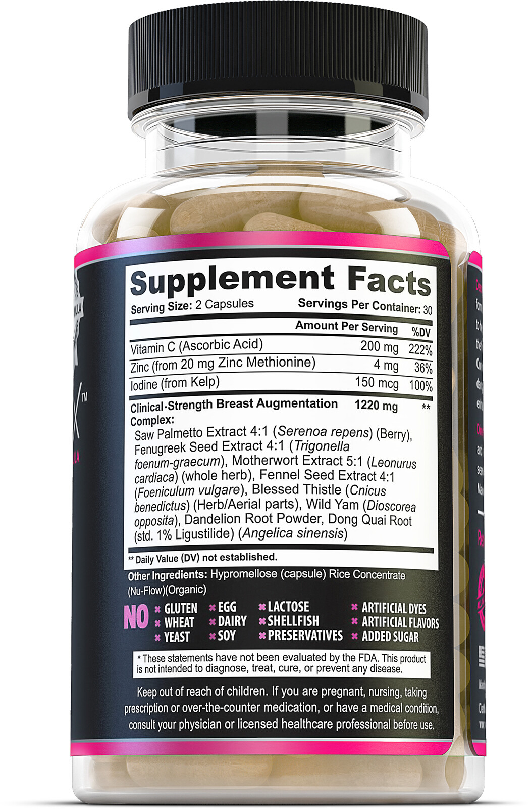 2 BOTTLES: Curvinexx Natural Breast Enhancement & Growth Formula, 60 caps each
