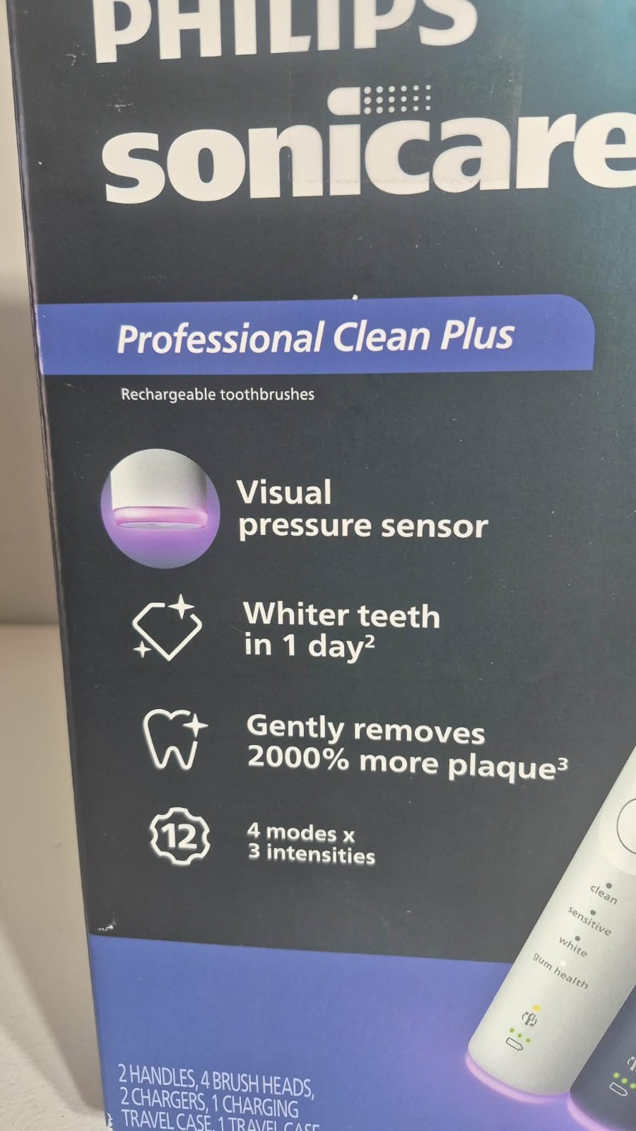 Philips Sonicare Professional Clean Plus Electric Toothbrush 2-Pack White & Navy