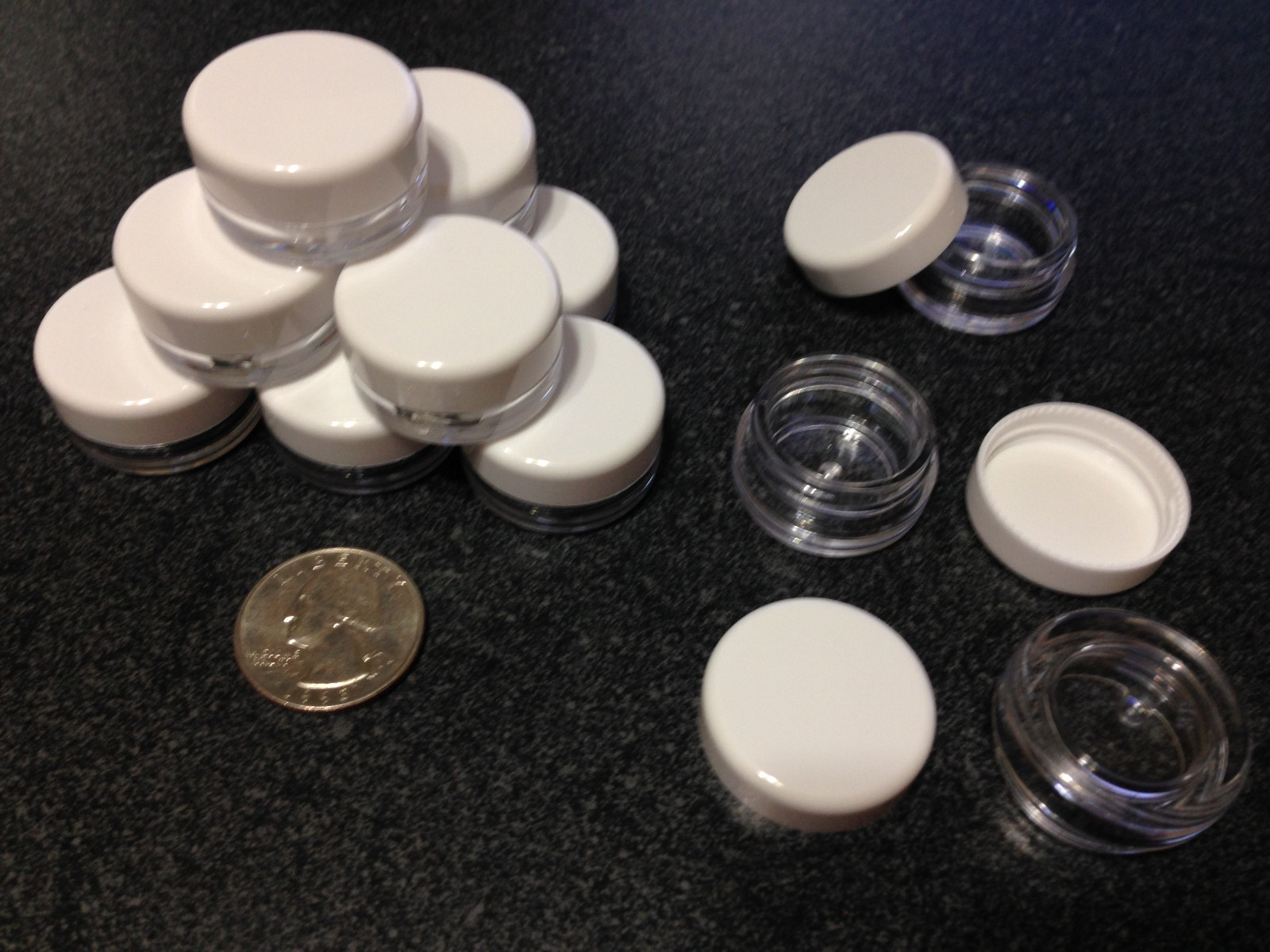 Beauty Containers Empty Plastic Small Cosmetic Jars 3 ml Gram White Cap 500 5052