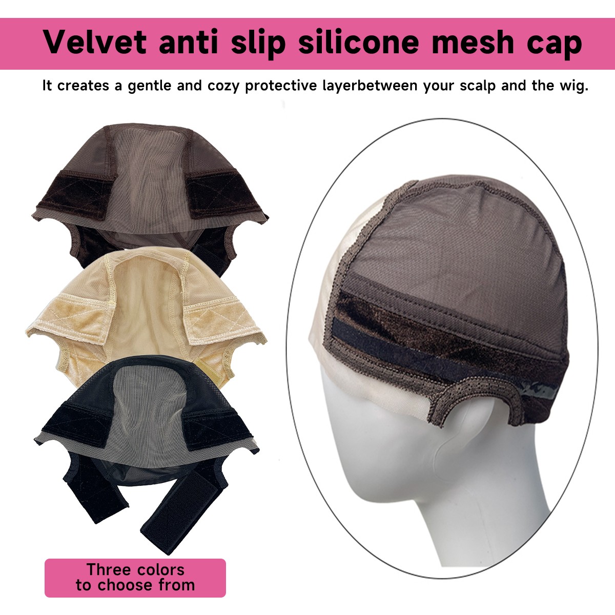 Lace wig grip cap adjustable, keeping wigs in place, Adjustable Grip, Reusable