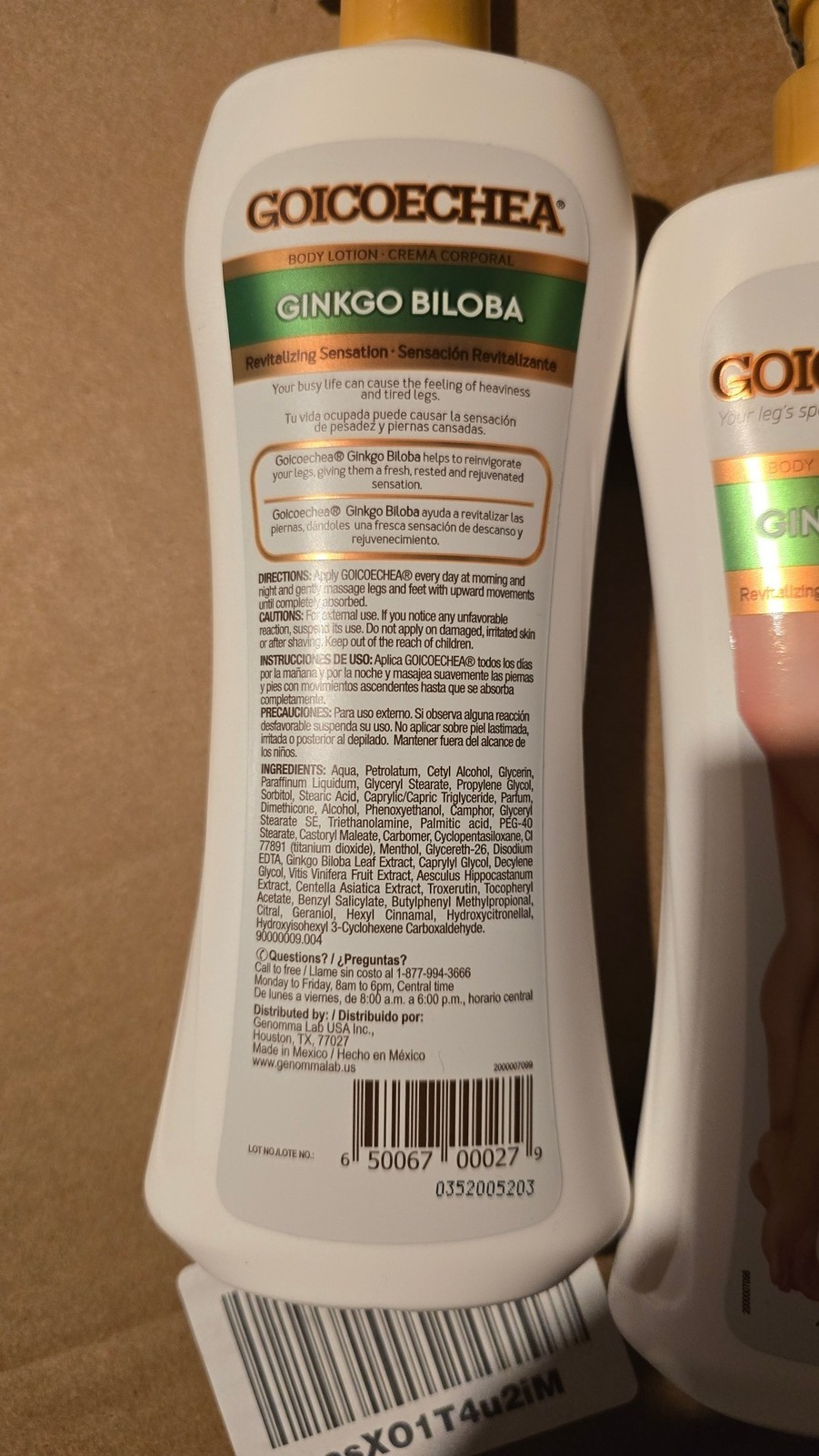 3 Pack Goicoechea Ginkgo Biloba Body Lotion For Legs Varicose Veins 13.5 oz Ea
