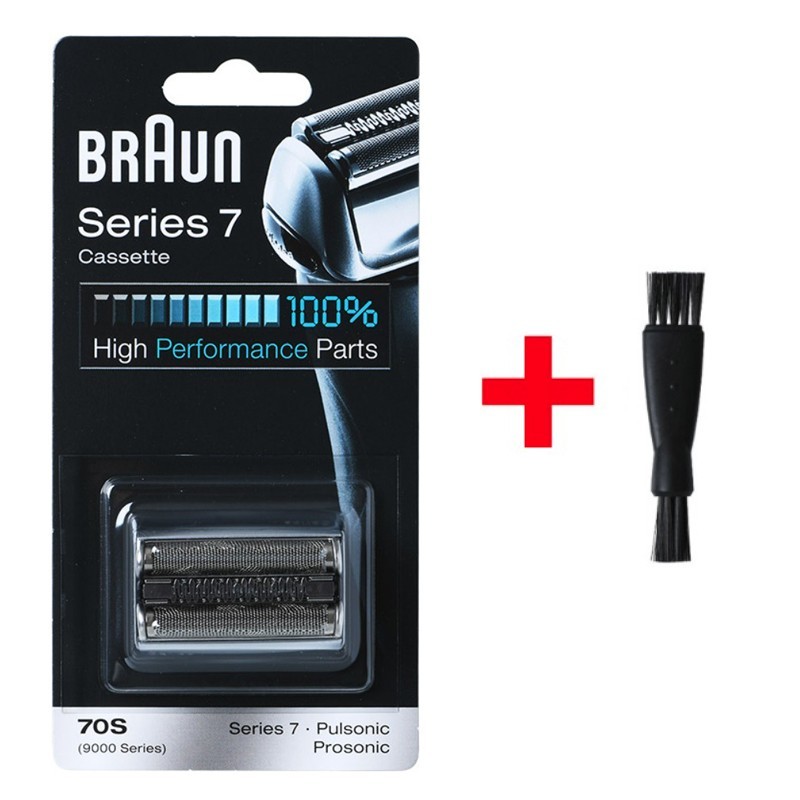 Genuine Braun Series 7 Replacement Head 70S Foil & Cutter, Silver+Cleaning brush