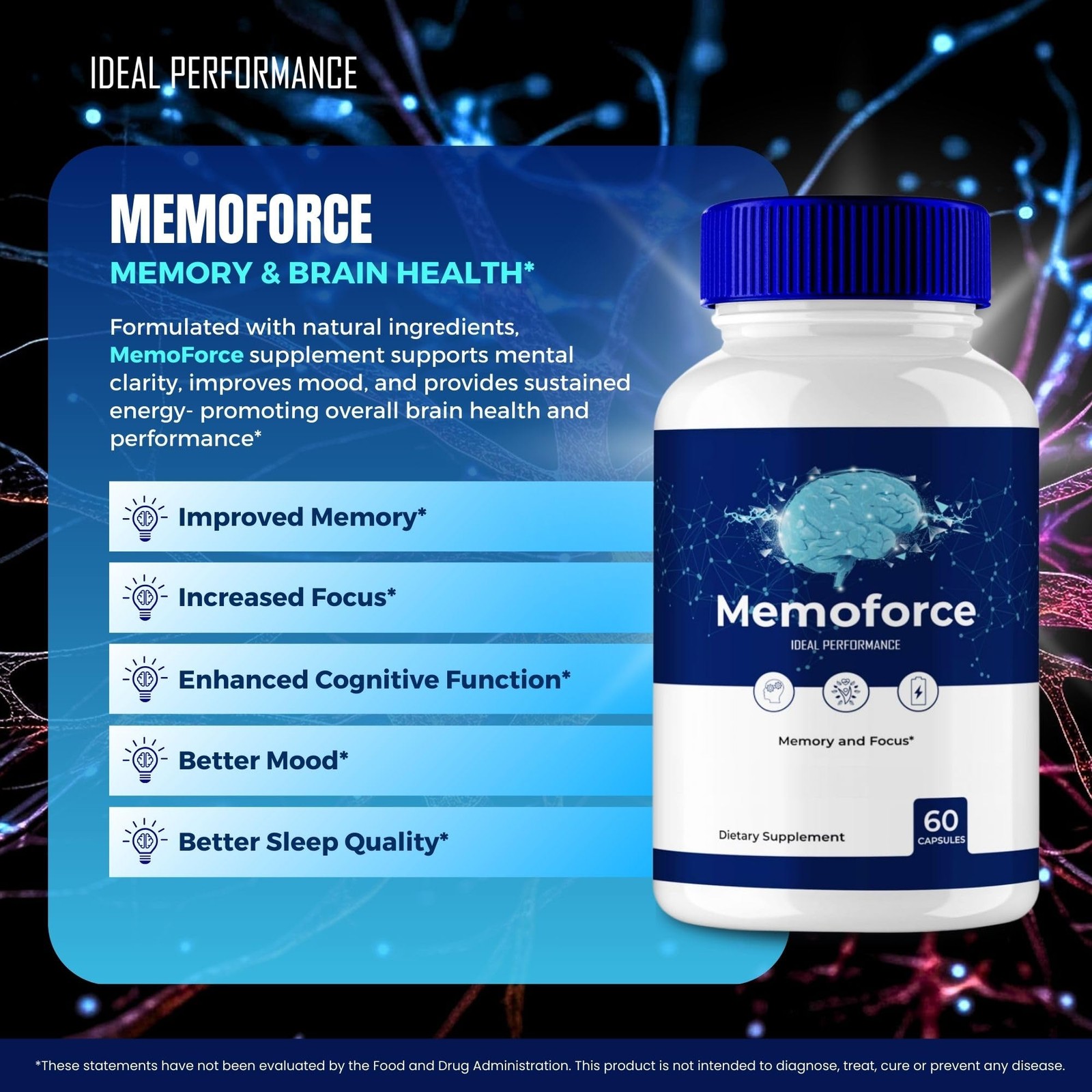 Memoforce General Wellness Supplement – 180 Capsules (3 Pack)