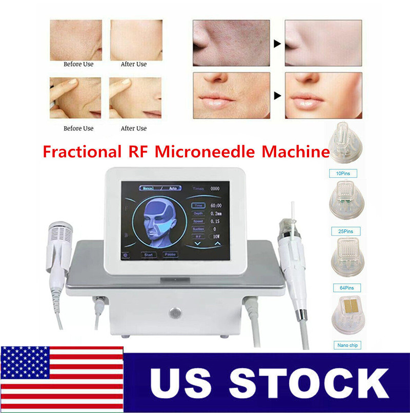 Portable 2in1 Fractional RF Machine 10/25/64/Nano Cartridges Head Cold Hammer