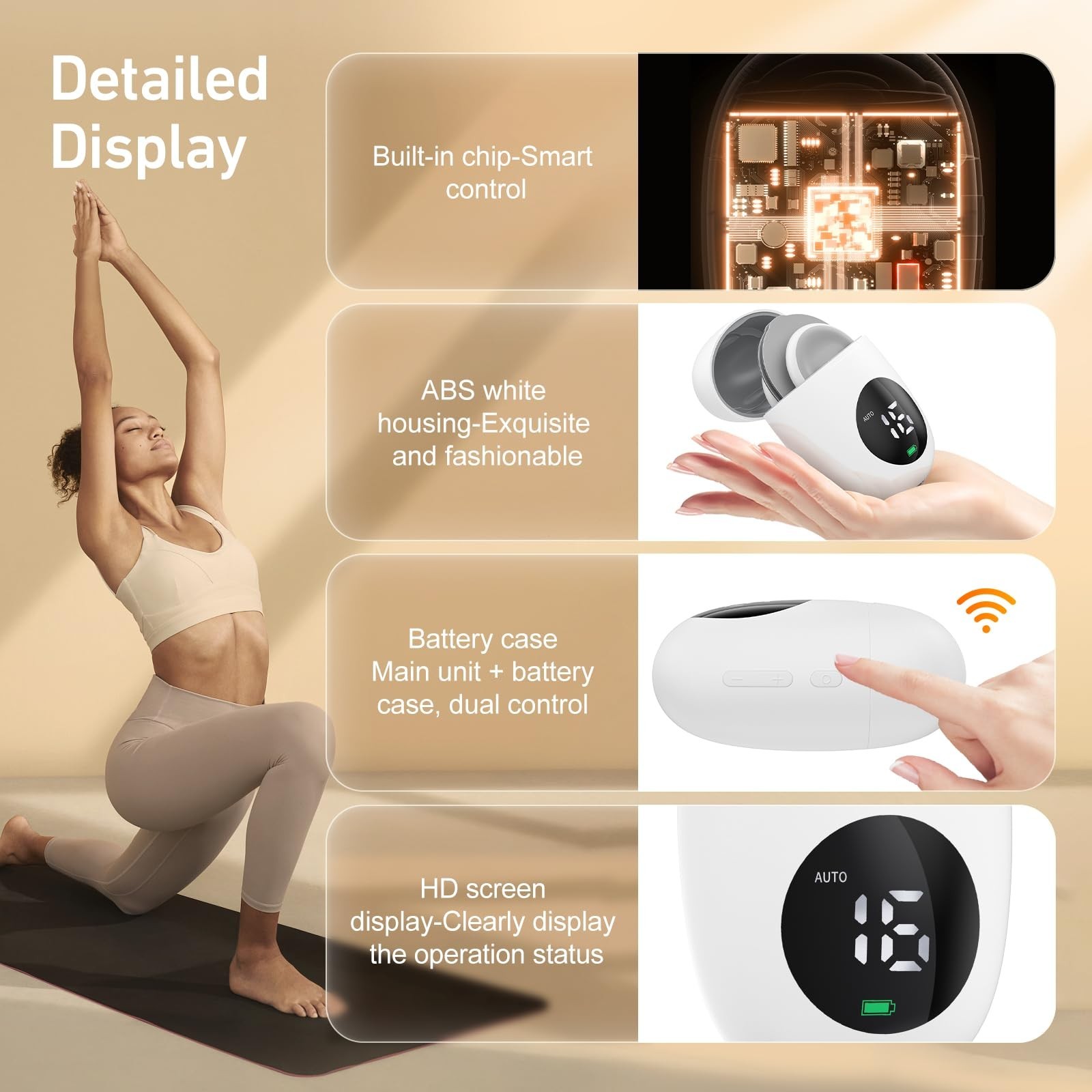 Portable Wireless TENS Unit Muscle Stimulator with LCD Screen & Charging Box