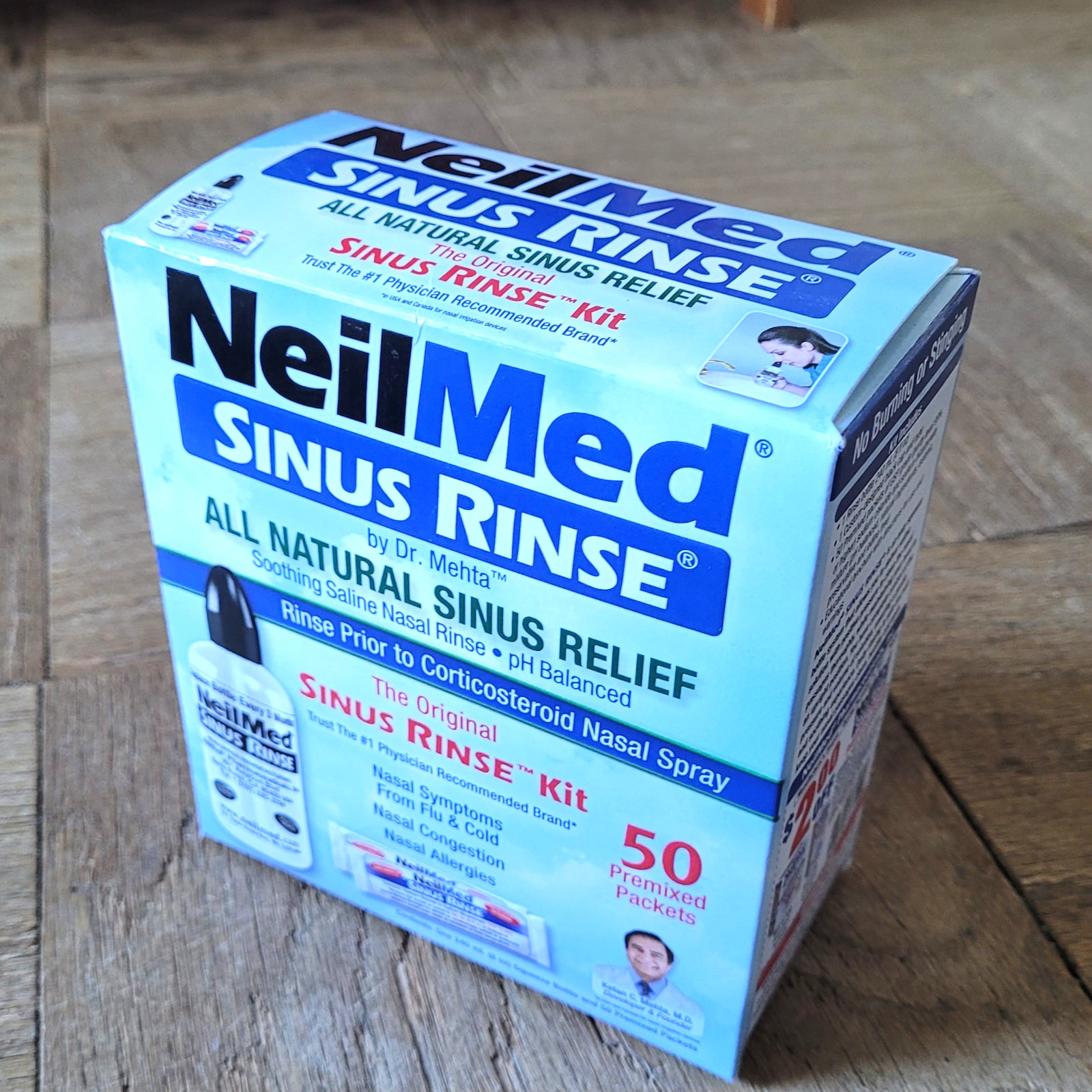 🔥 NeilMed SINUS RINSE RELIEF KIT – 50 Premixed Packets 8oz Bottle Saline – NEW