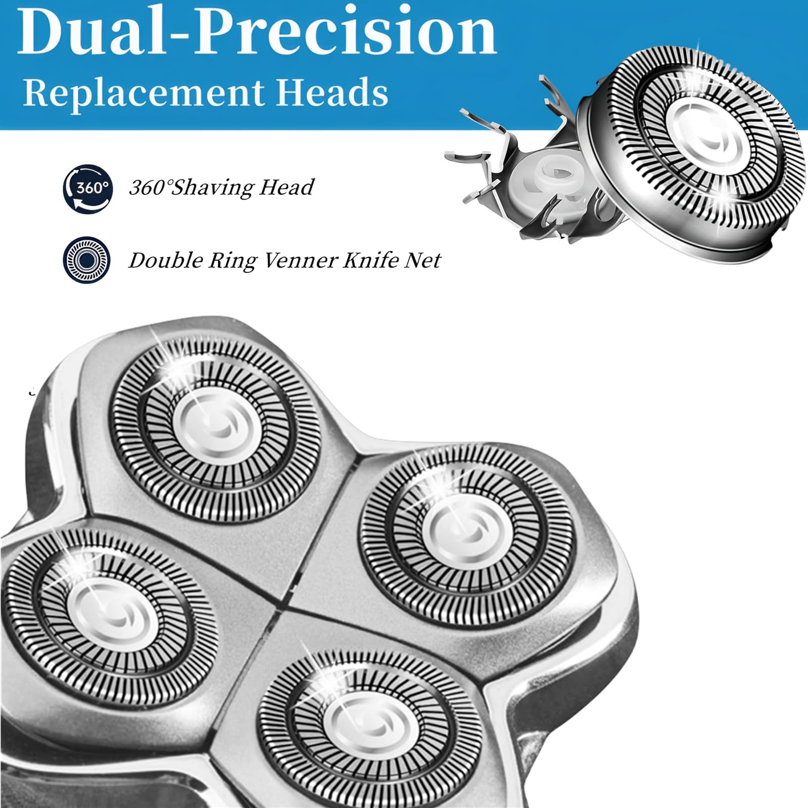 Shaver Head Replacement Blades 4 Pack for Skull Shaver Pitbull Gold Silver Plati