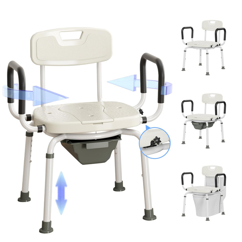 Fasjloctavty 4 In 1 Bedside Commode For Seniorsportable Toilet For Adults Arms