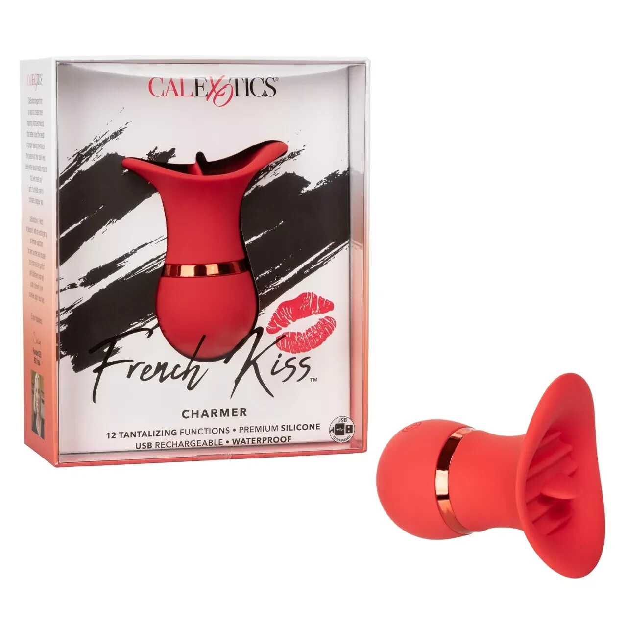 Cal Exotics French Kiss Charmer – Red Silicone USB Charging Cable Included