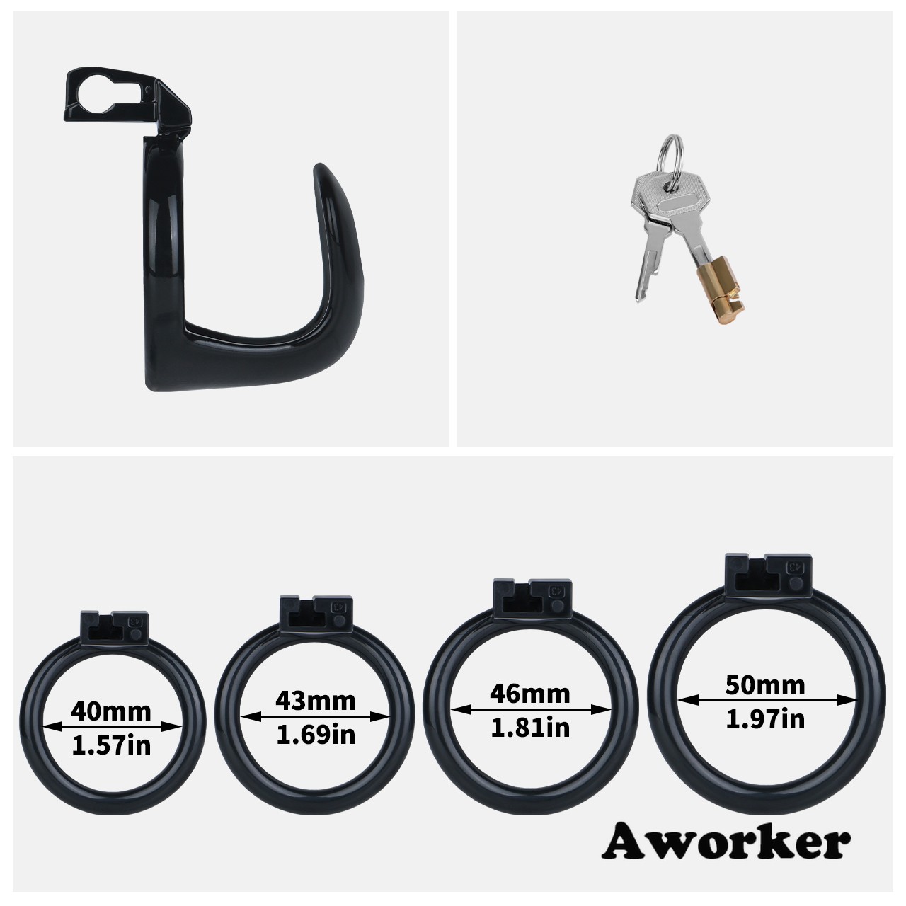 Premium ABS Plastic Male Chastity Cage Device with 4 Sizes Rings Bondage for Men