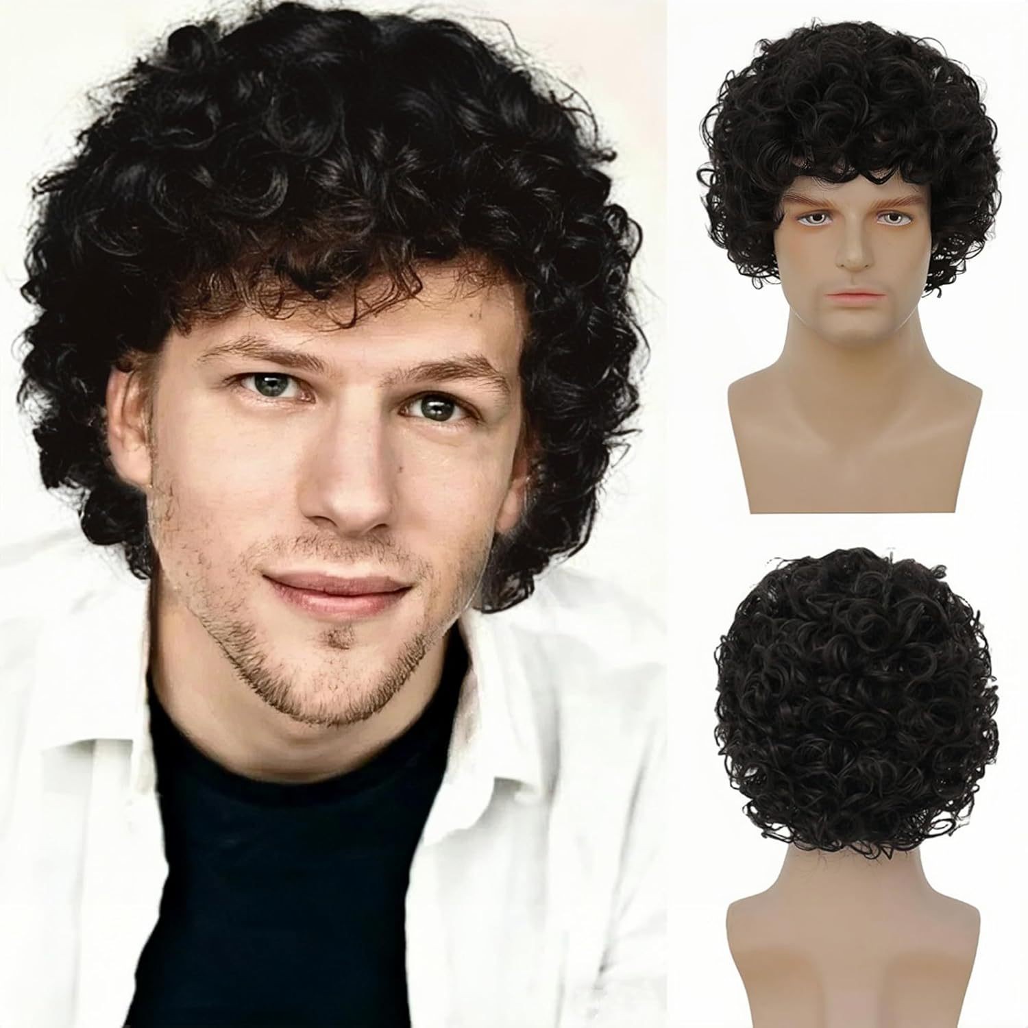 Brown African Short Small Curls High Temperature Synthetic Wig Full Head Wig