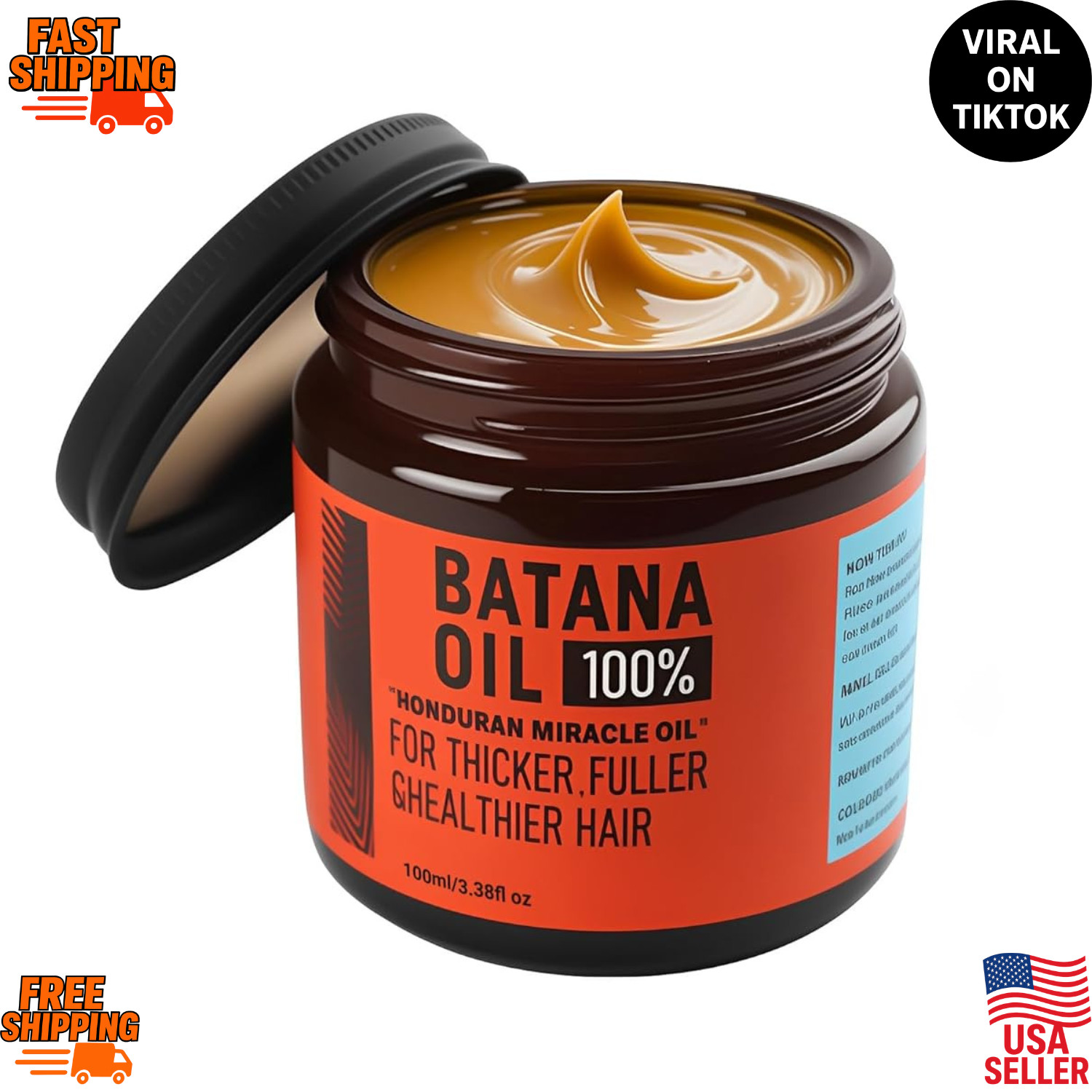 Batana Hair Growth Oil 3.38oz Raw Organic Dr. Sebi Honduras Hair Mask