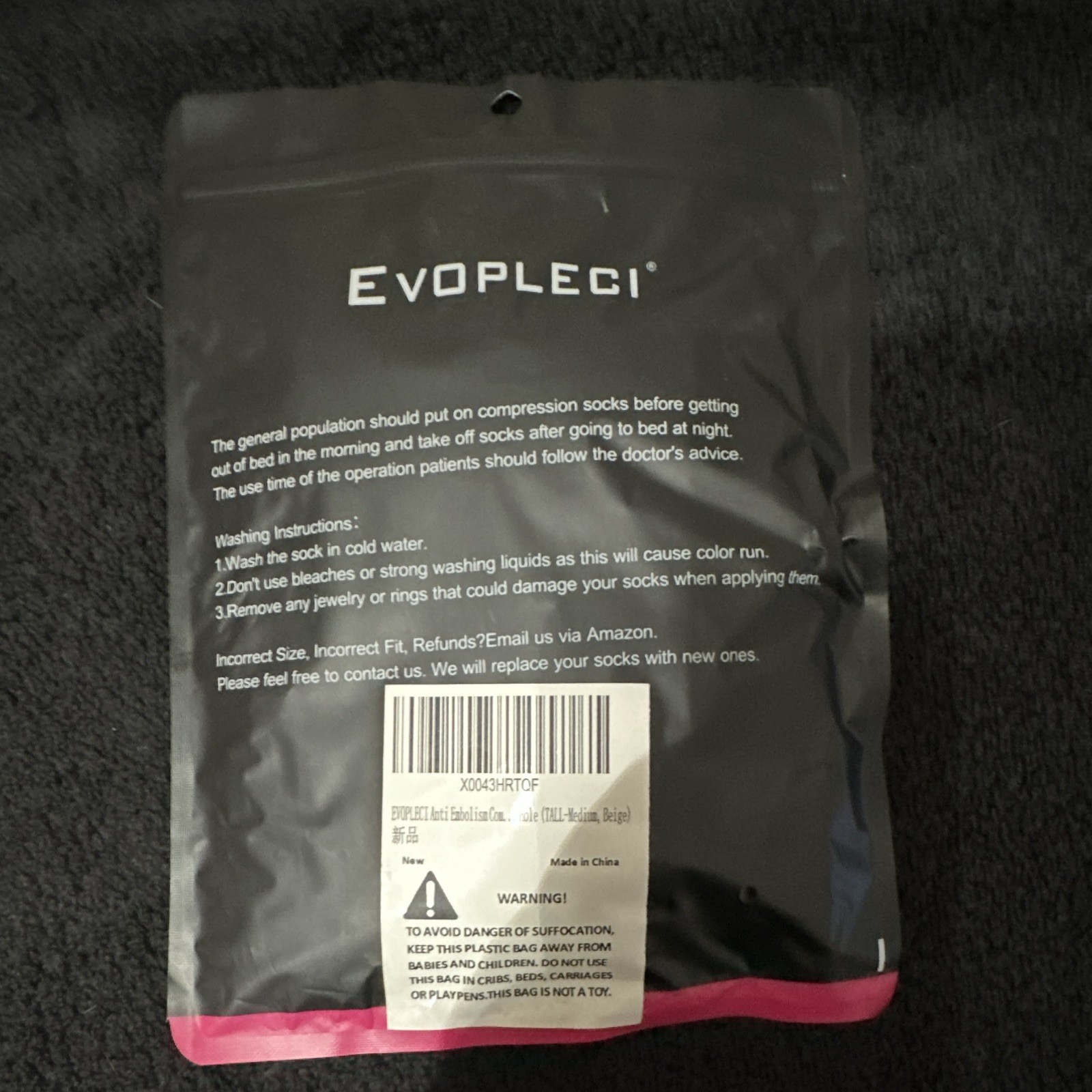 EVOPLECI Black Compression Socks/Hose Machine Washable Size M