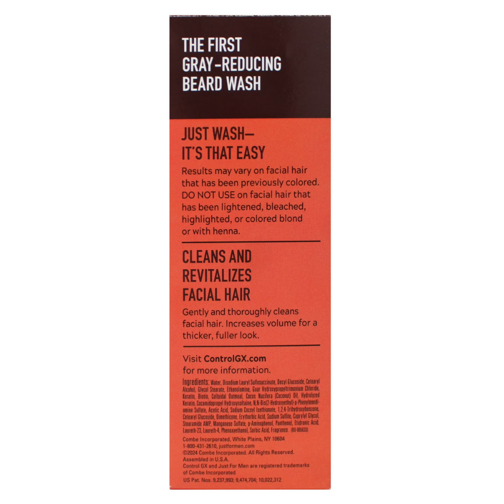 3 Pack Just For Men Control GX Grey Reducing Beard Wash 4 oz, Gradual Hair Color