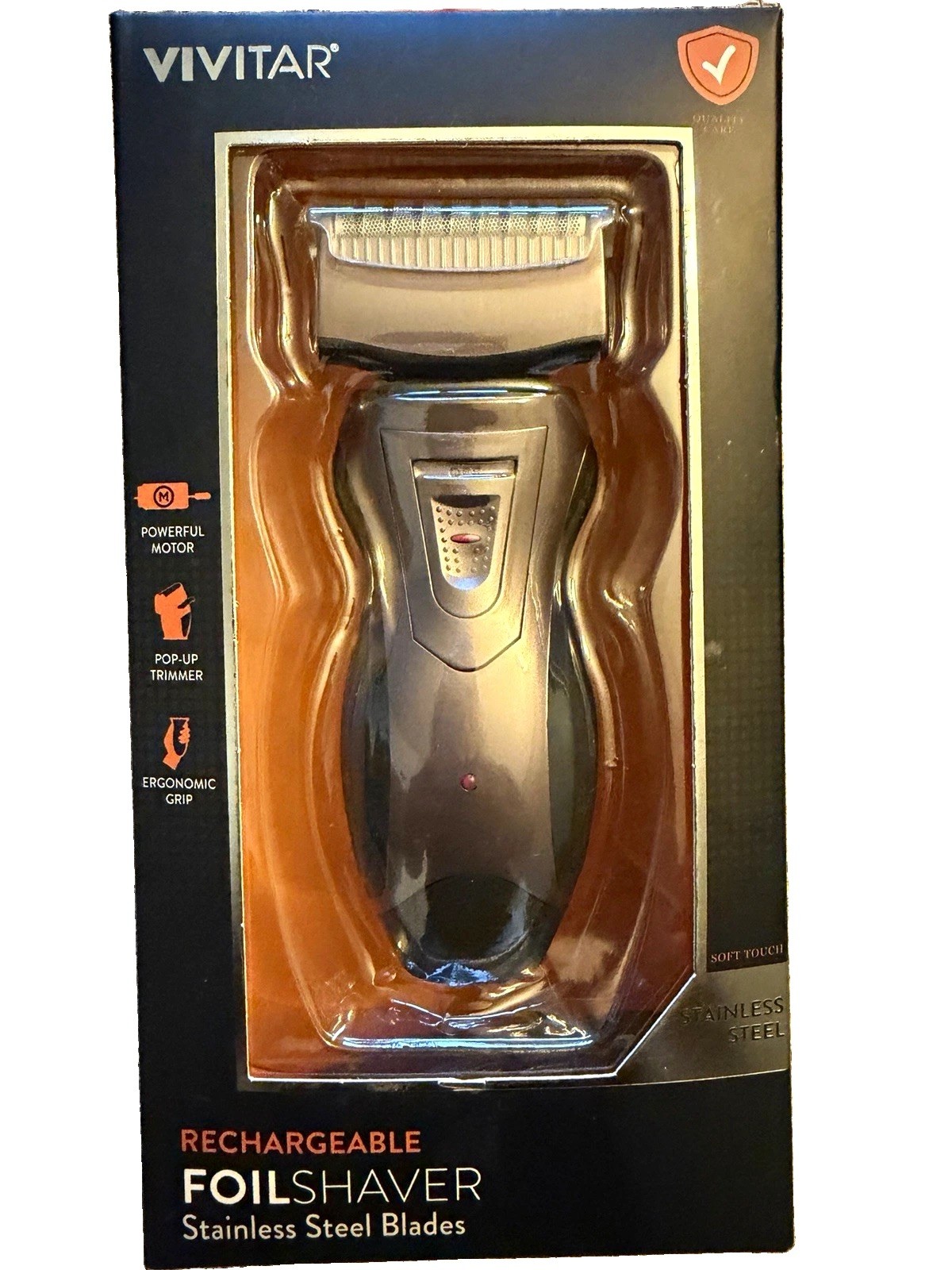Vivitar Men’s Rechargeable Cordless Foil Facial Shaver Pop-Up Trimmer Black