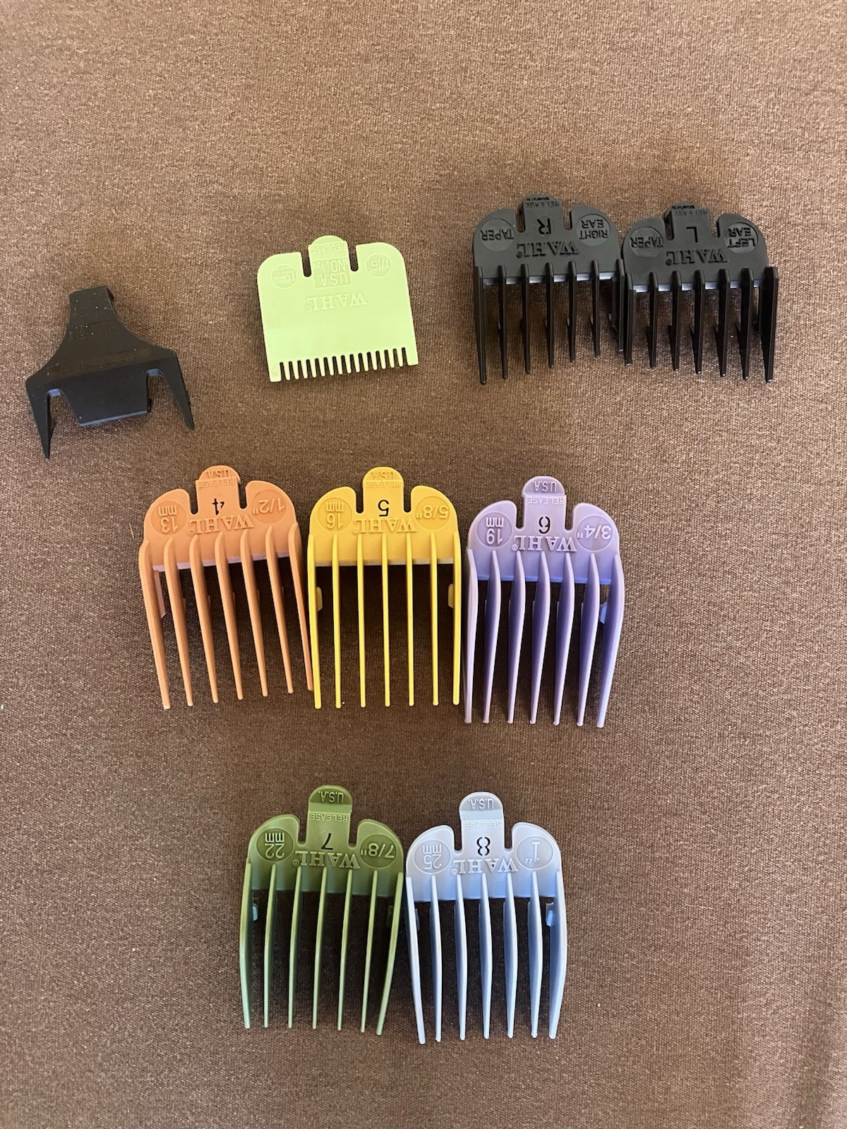 #4-8 WAHL Clipper guards set OEM, left/right ear taper, ear trim guide, 1/16″