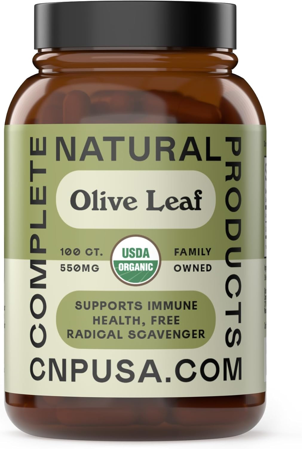 Olive Leaf Extract Capsules 550mg 100 Count Organic Vegan Non-GMO Immune Support