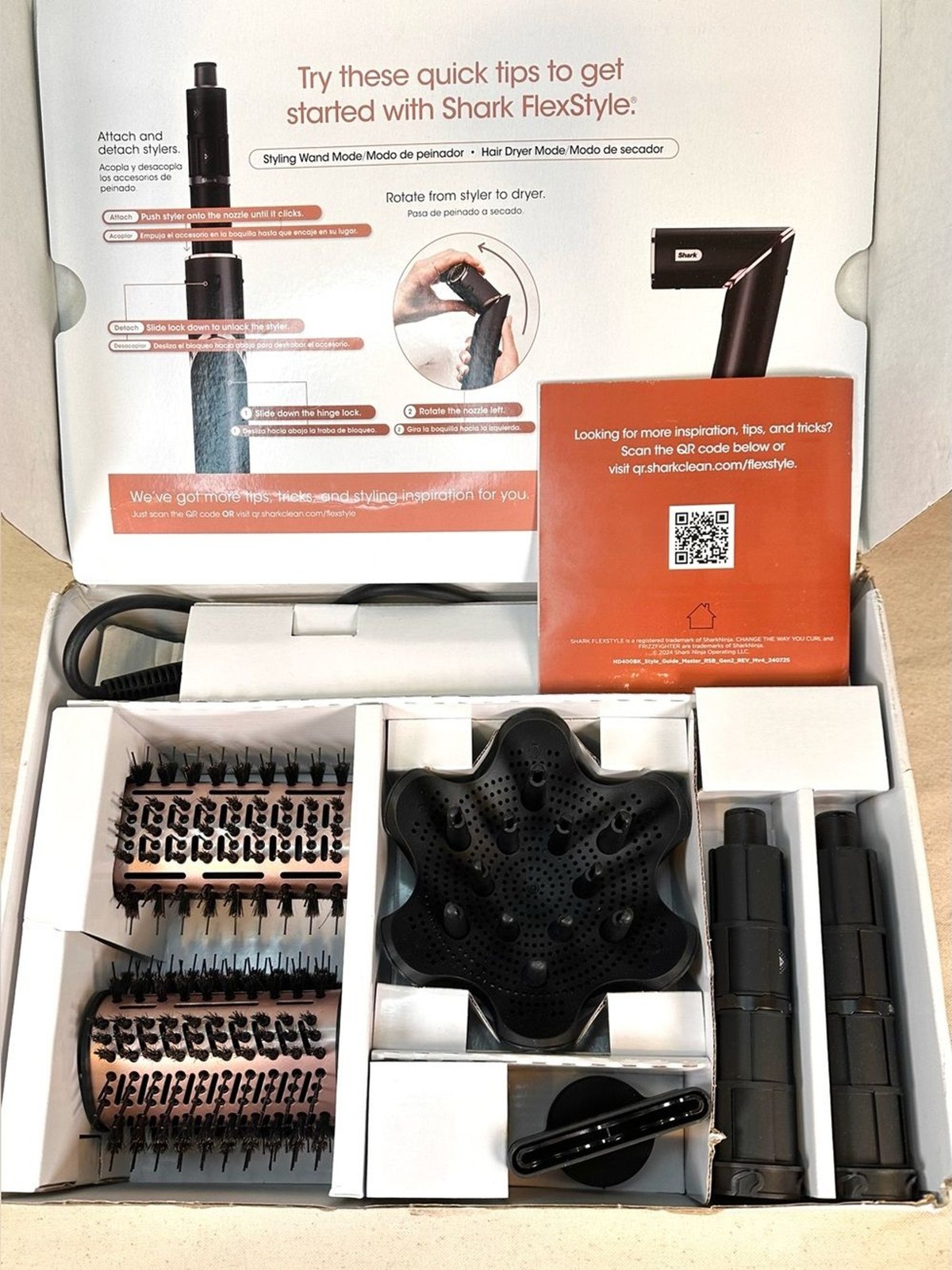 Shark FlexStyle Hair Multi Styler Black and Rose Gold 6 Attachment Bundle