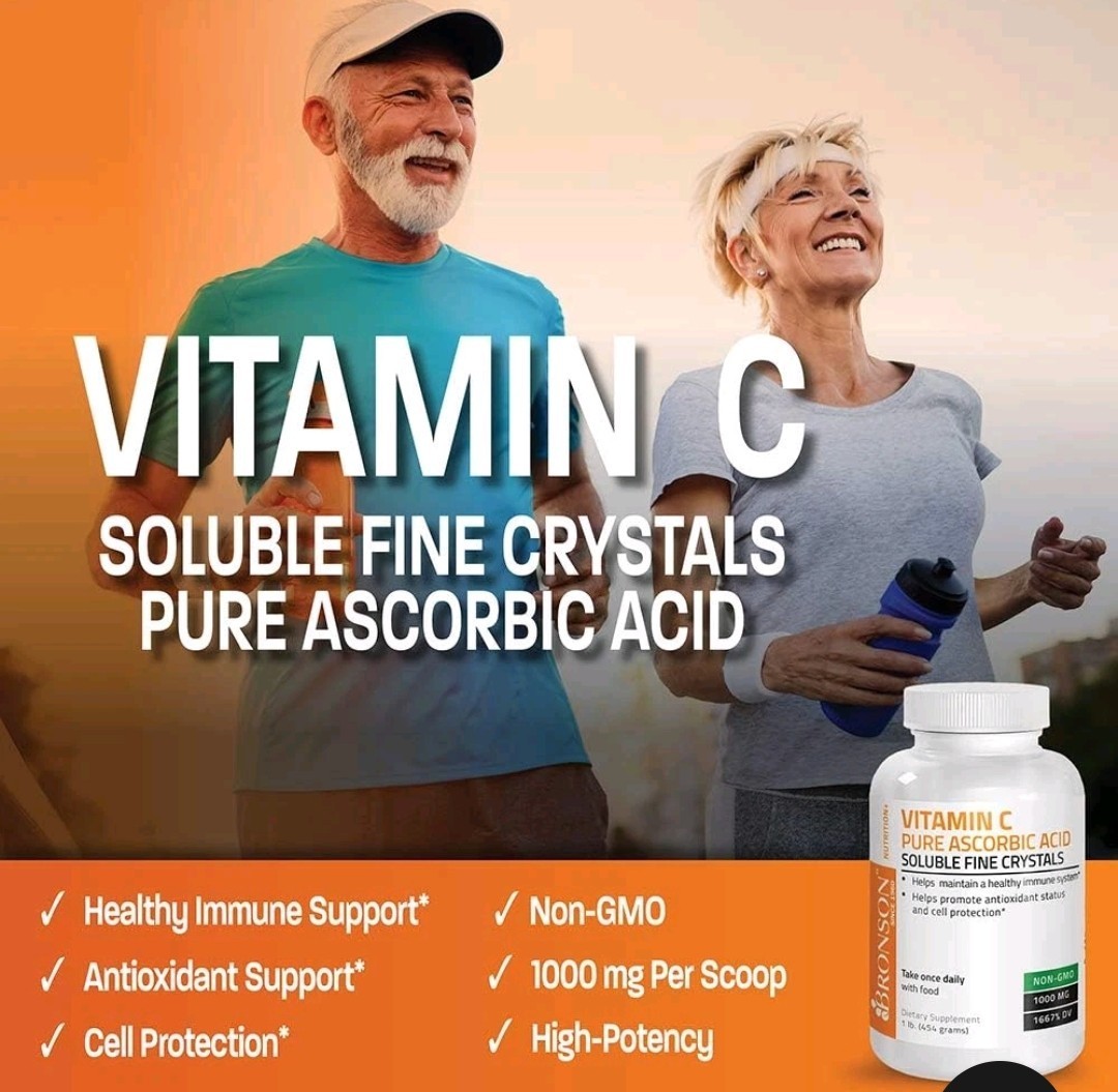 Bronson Vitamin C Powder, Pure Ascorbic Acid Soluble Fine Crystals 1lb 1000 mg