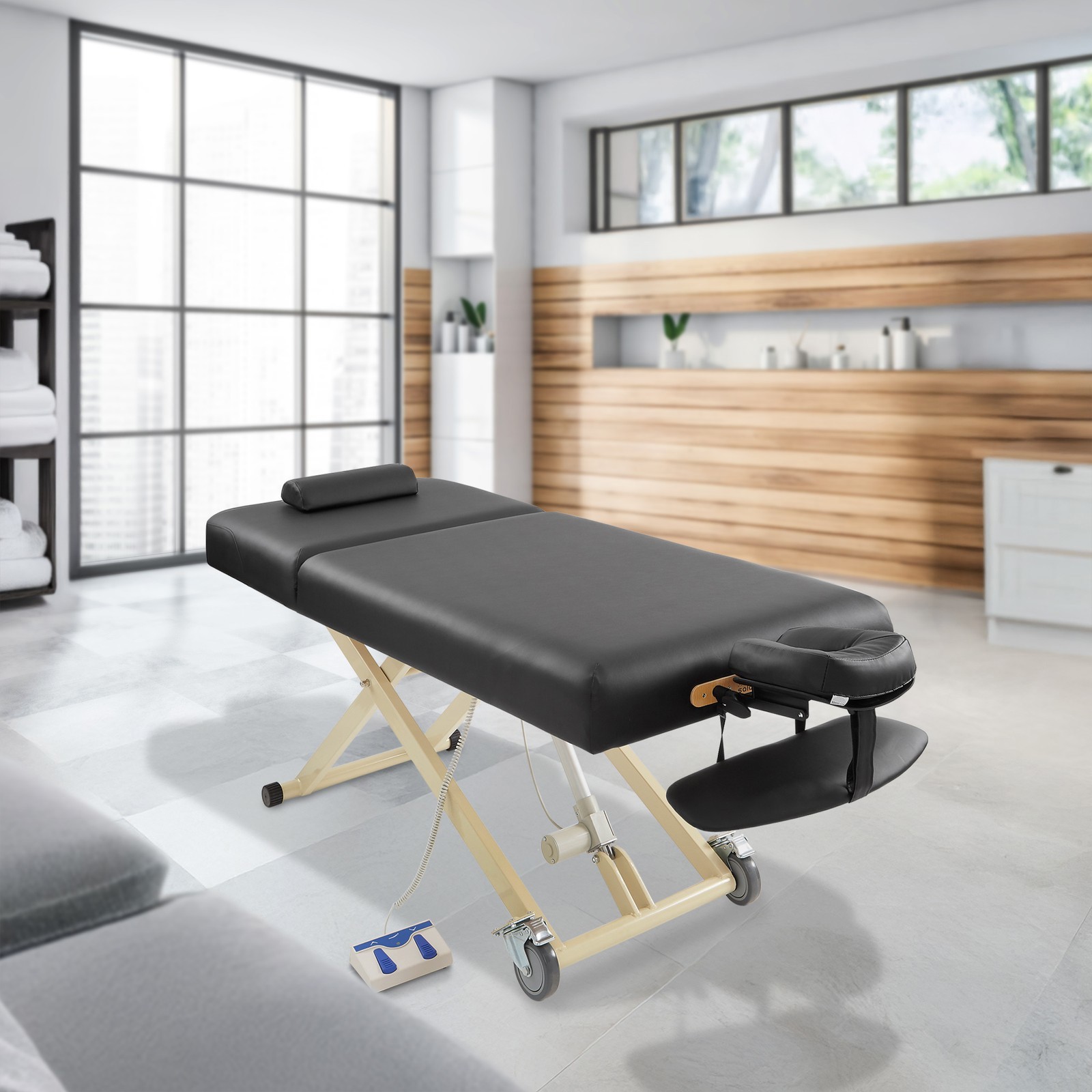 Electric Lift Massage Table Adjustable Back with Accessories