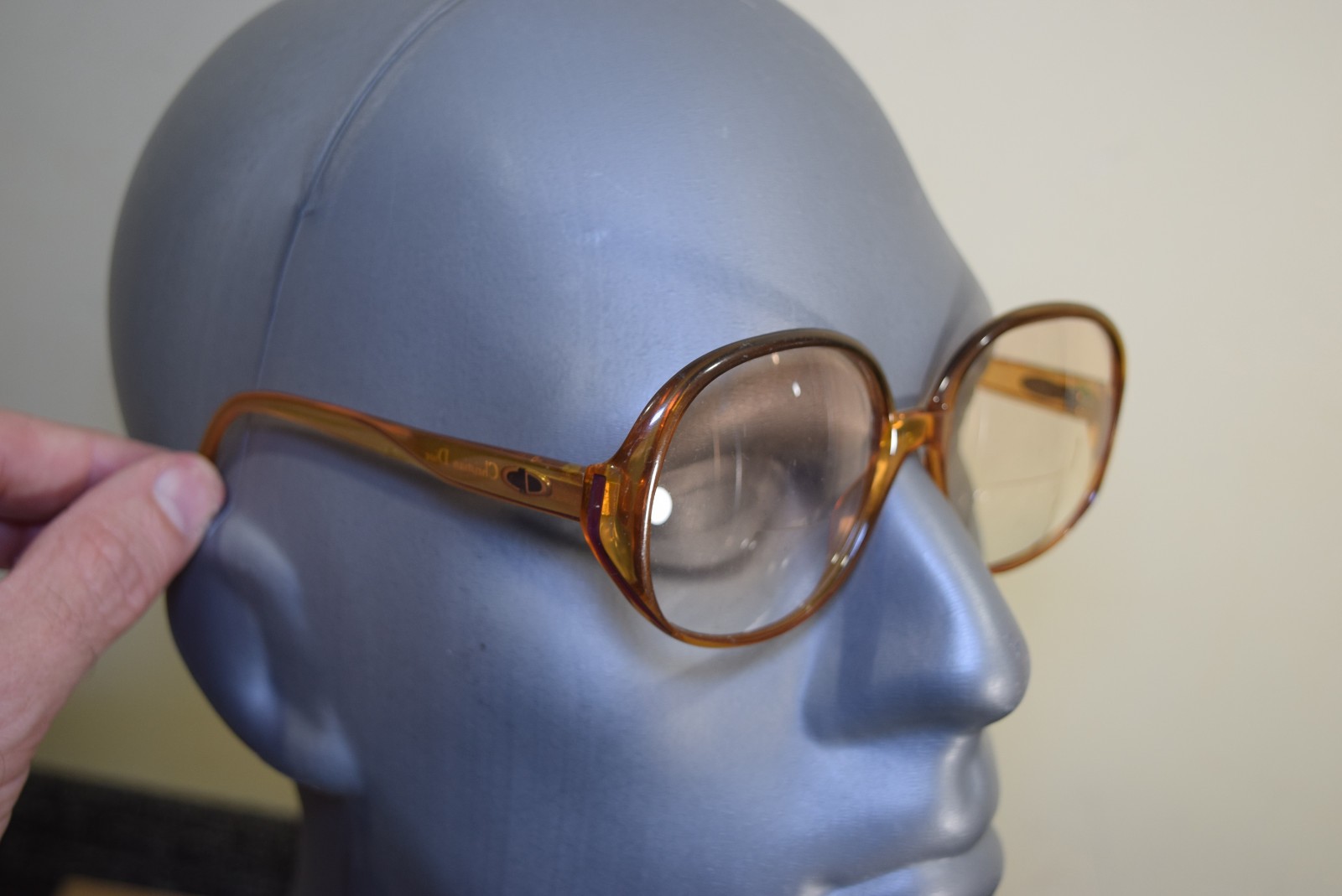 Vtg 1970s Christian Dior 2076 10 OVERSIZED Eyeglasses Clear Amber Germany 55 17