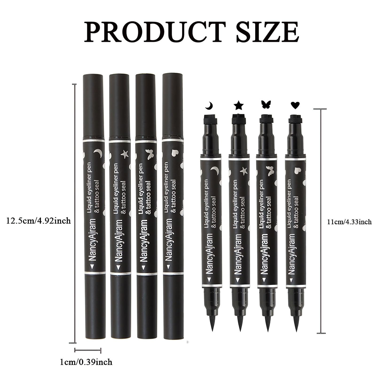 Ylapagne 4 PCS 2 in 1 Stamp Liquid Winged Double 4 Count (Pack of 1), black