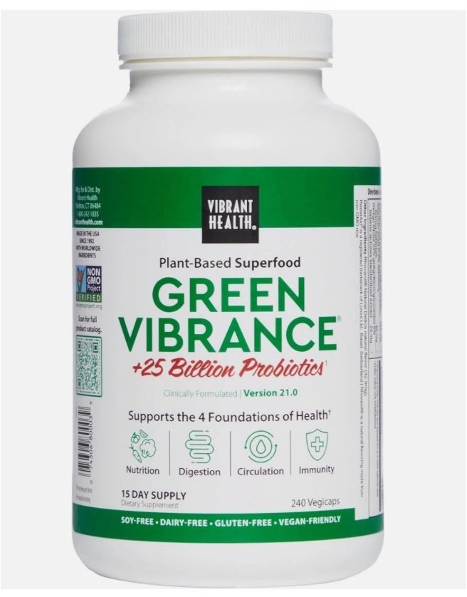 Vibrant Health Green Vibrance Capsules 240 Vegicaps EXP. 3/2028
