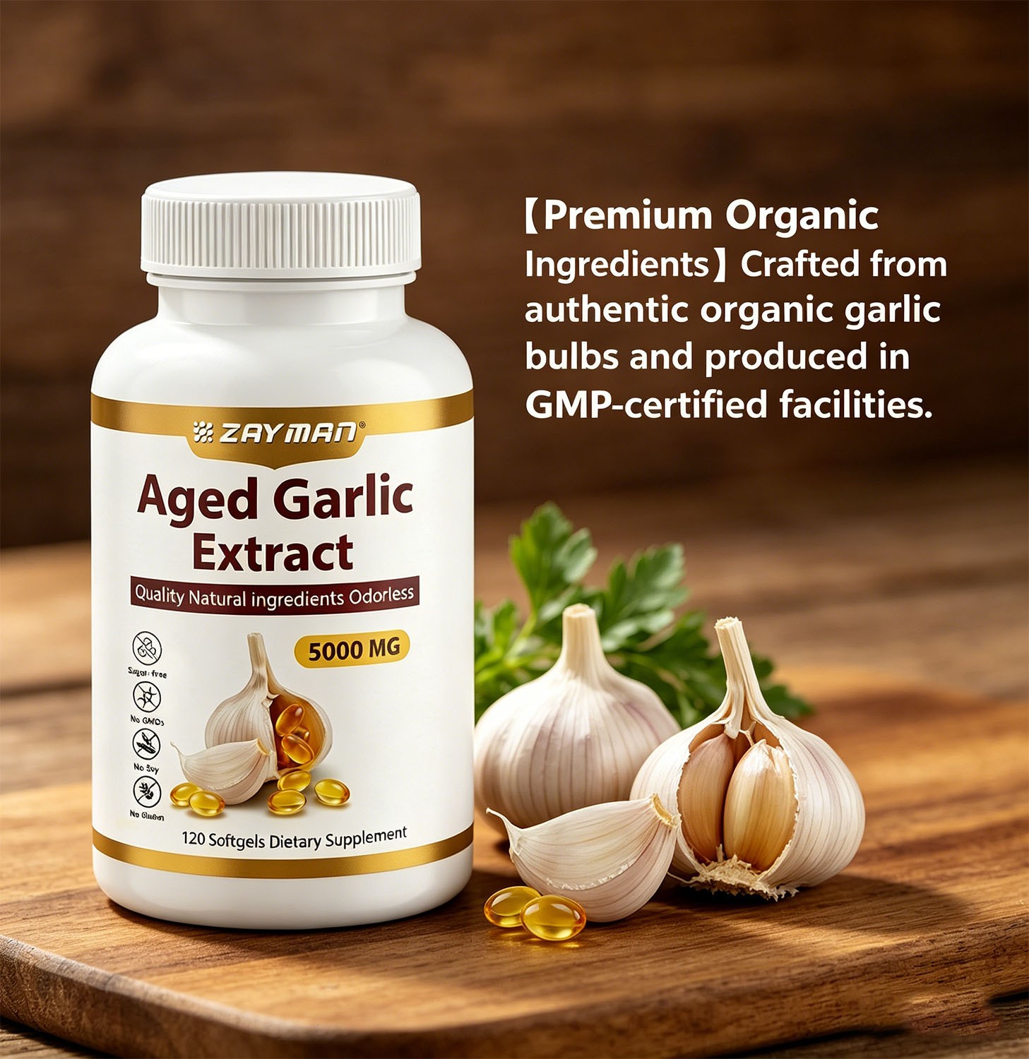 Aged Garlic Extract –120 Count Odorless Garlic Supplement Immune Support
