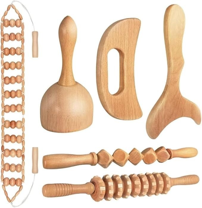 10 Wood Therapy Massage Tools Gua Sha Wooden Massager for Body Shaping Massage