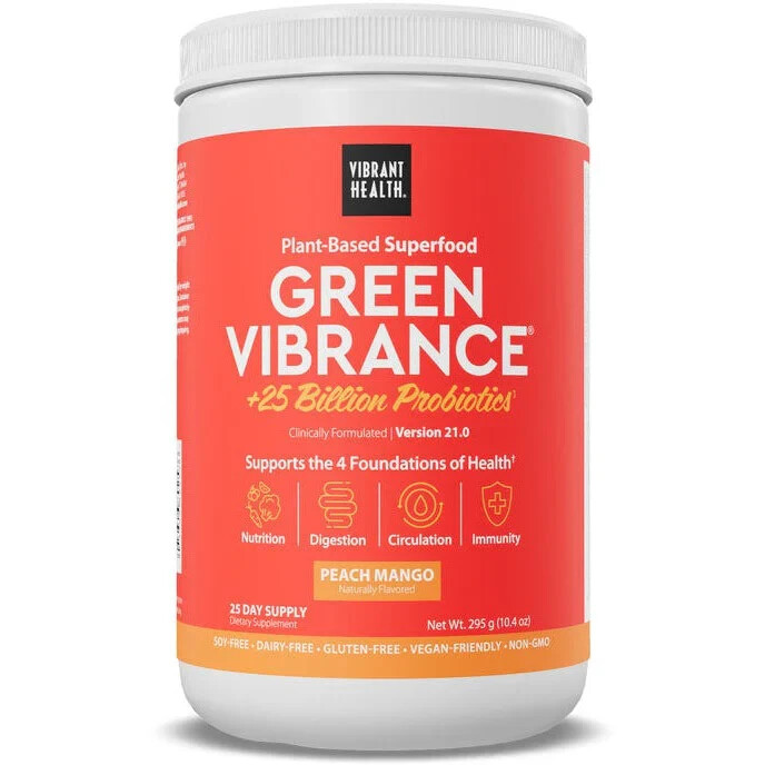 Vibrant Health Green Vibrance – Peach Mango Flavor, 25 day supply