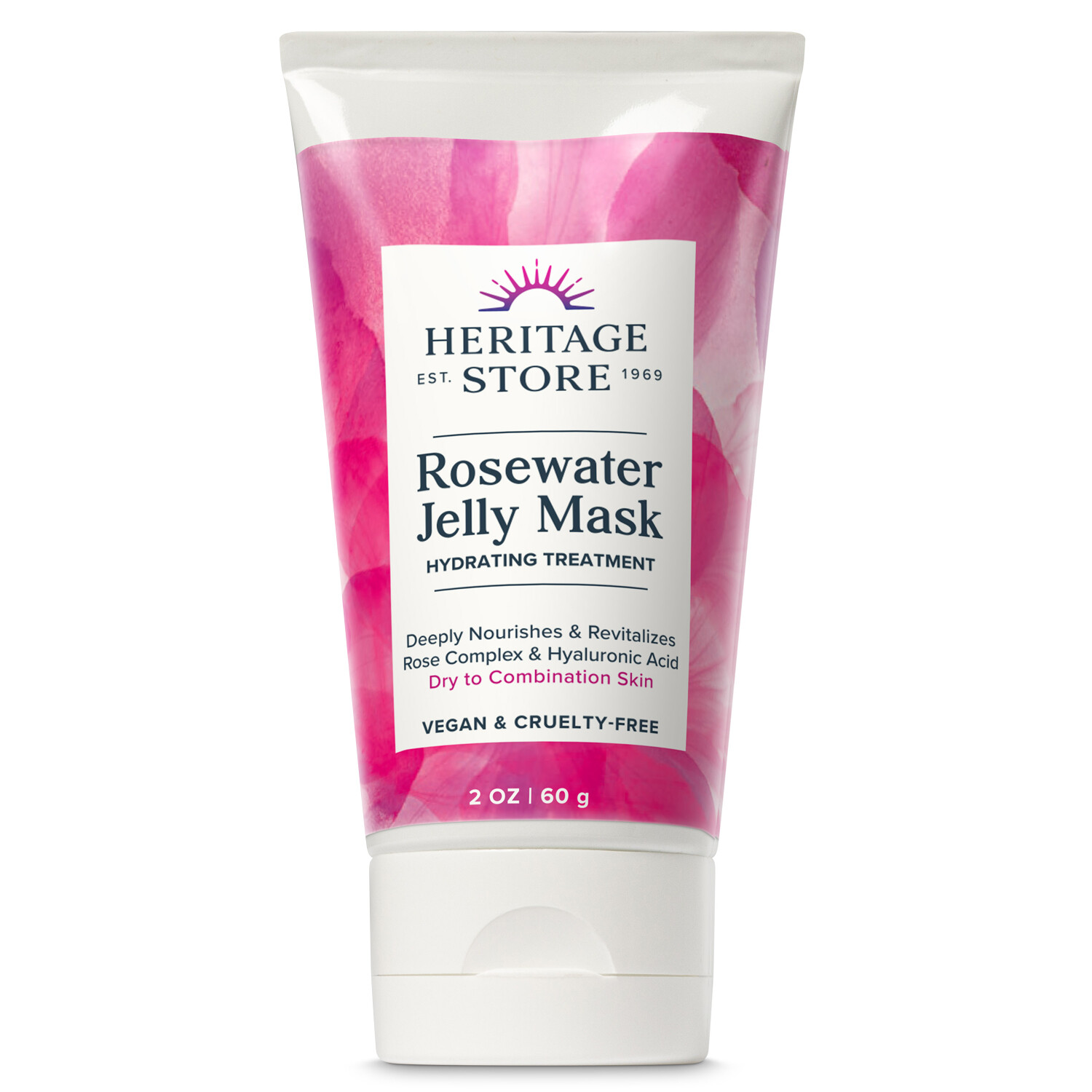 Heritage Store Rosewater Jelly Mask, Hydrating Facial Treatment for Dry